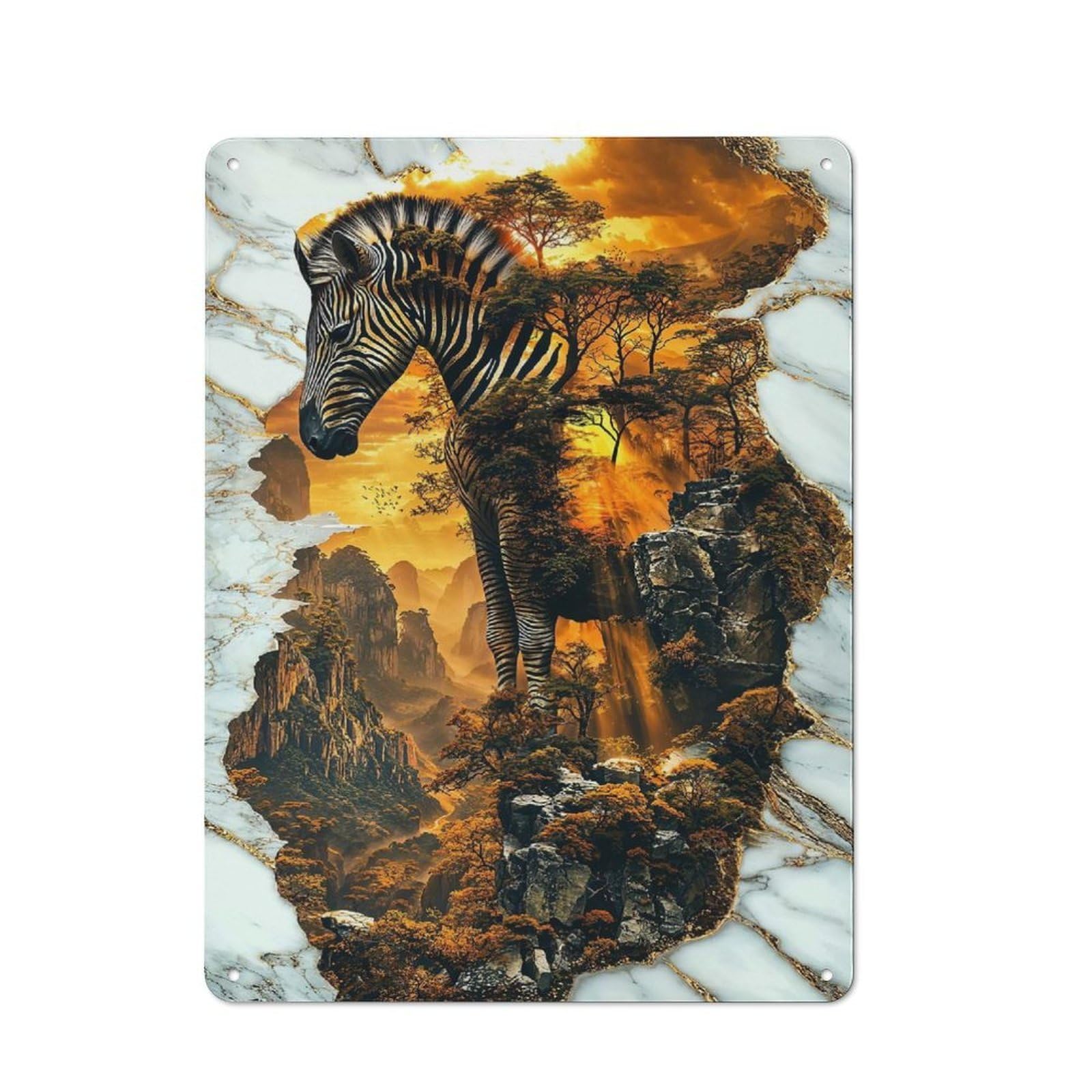 Junmoney Spirit Of The Savanna Retro Tin Wall Plaque 40X30cm For Dining Room Or Kitchen, For Home Decor Collectors