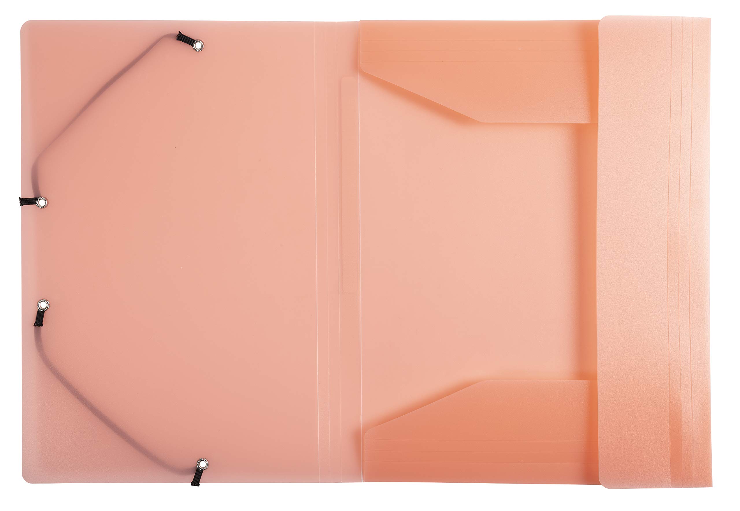 Exacompta - Ref 55177E - Box of 25 Elastic folders with 3 Flaps in Polypropylene - Size 24 x 32 cm - for A4 Format - Chromaline Pastel - Coral Colour - Image 2
