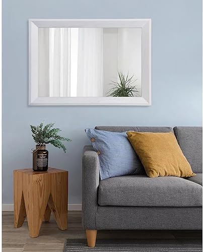 Miniatura 7 de AAZZKANG Espejo de pared negro rectangular de madera rústica, espejo colgante decorativo para baño, dormitorio, granja