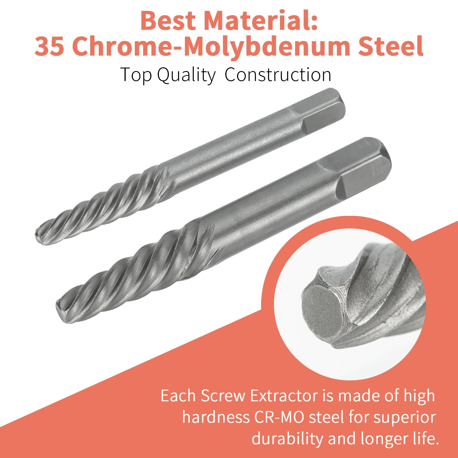 Screw Extractor Set, 37# Cr-Mo & 6542 HSS Steel Cobalt Left-Hand Drill Bit, Easy Out Broken Bolt Remover Reverse - Image 4