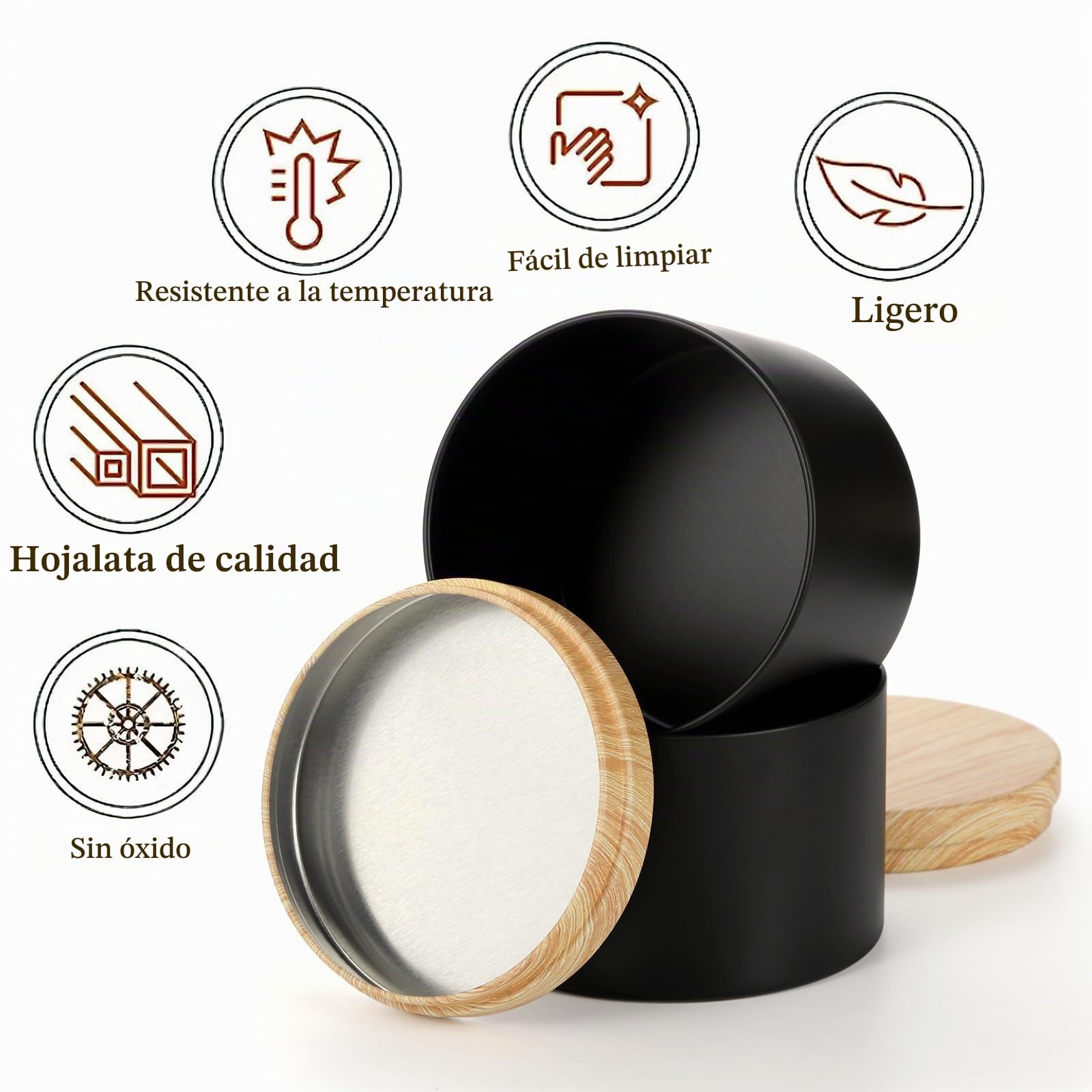 Pumtus Paquete de 24 latas para velas, tarros de vela negro mate de 8 onzas con tapas, recipiente de vela de metal para hacer velas, suministros de molde de velas redondas a granel para