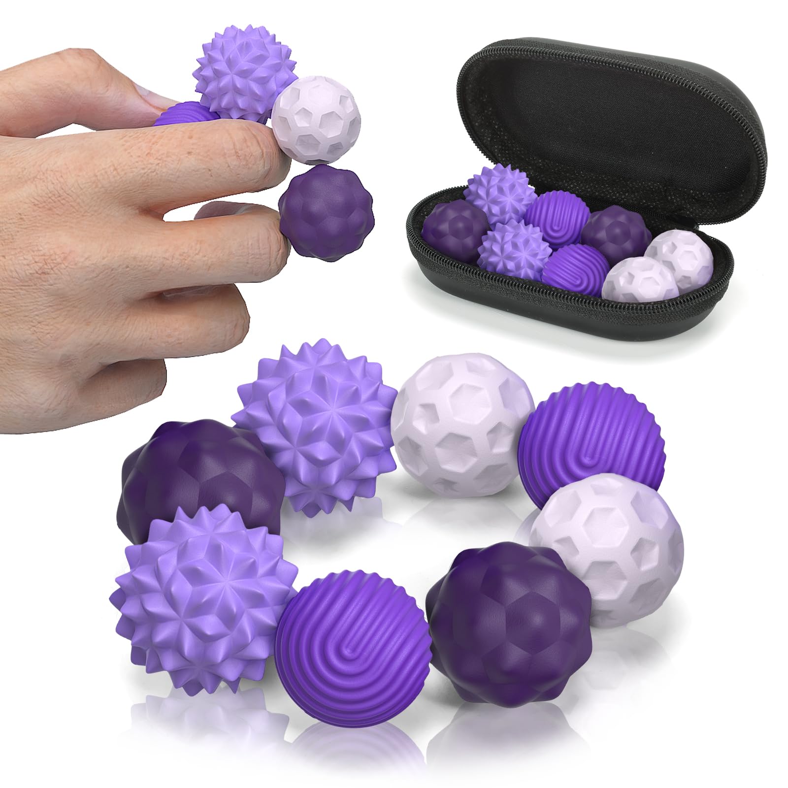 Magnetic Balls Fidget Toy Adults, 8pcs Sensory Attraction Stress Balls with Silicone Shell to Calm Restless Hands Anxious Mind, Magnet Fidget Ball, Stocking Stuffers for Teen Girl Gifts (Purple)
