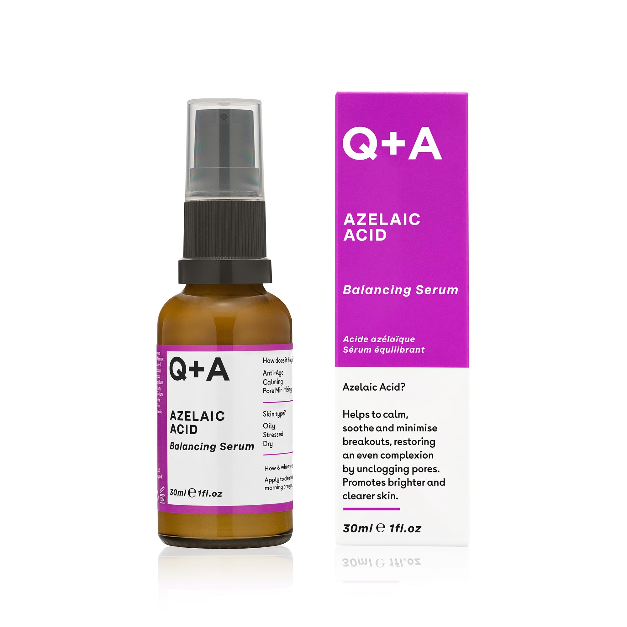 Azelaic Acid Balancing Serum (30ml), Natural Face Serum with Zinc PCA and Antioxidant Super Grains, Fragrance Free Skincare, Calms Blemishes and Smoothes Skin