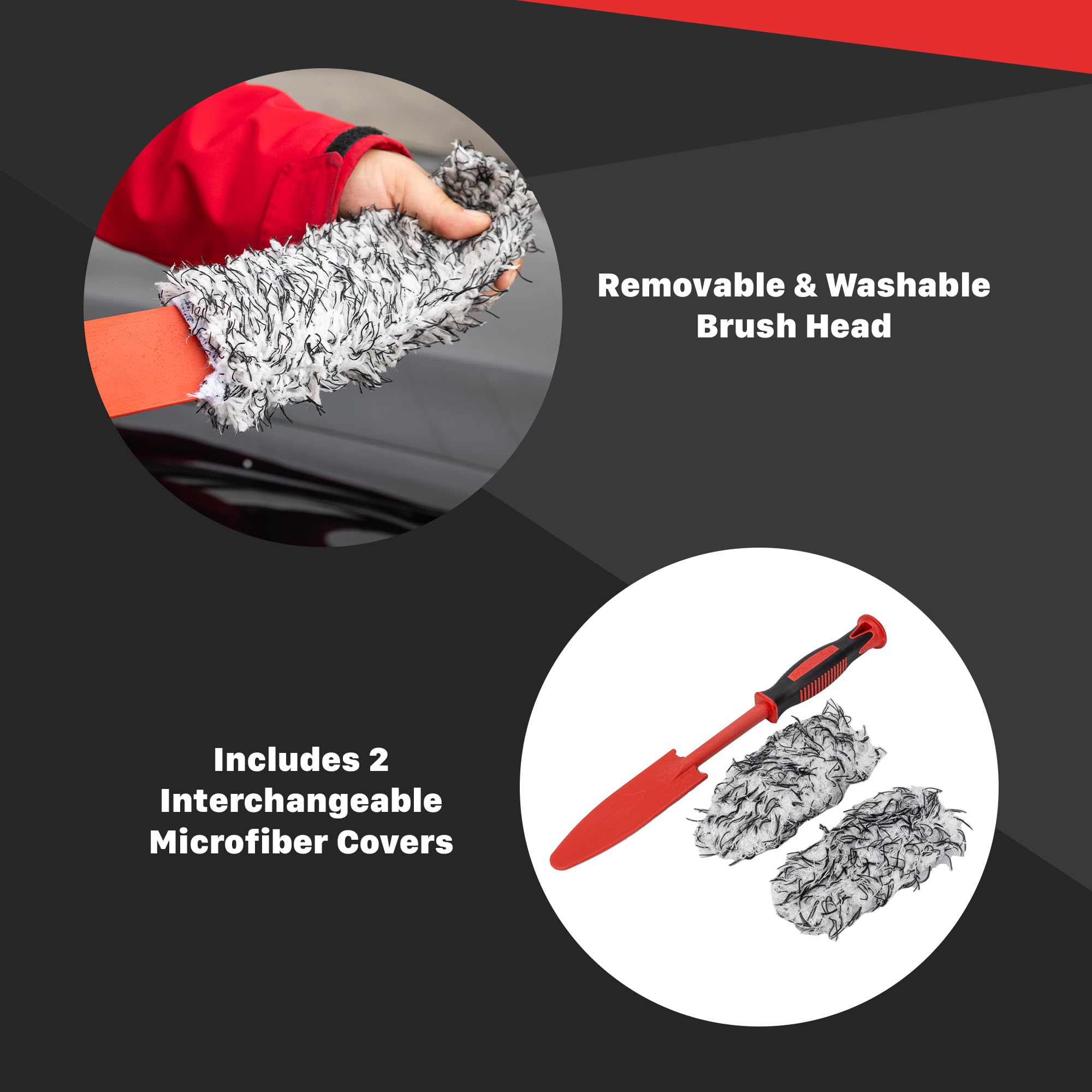 Maxshine Small Universal Purple & White Premium Flat Microfiber Brush – Detailing Tool for Tight Spaces – Removable Head with Extra Covers – Interior Cleaning Accessory