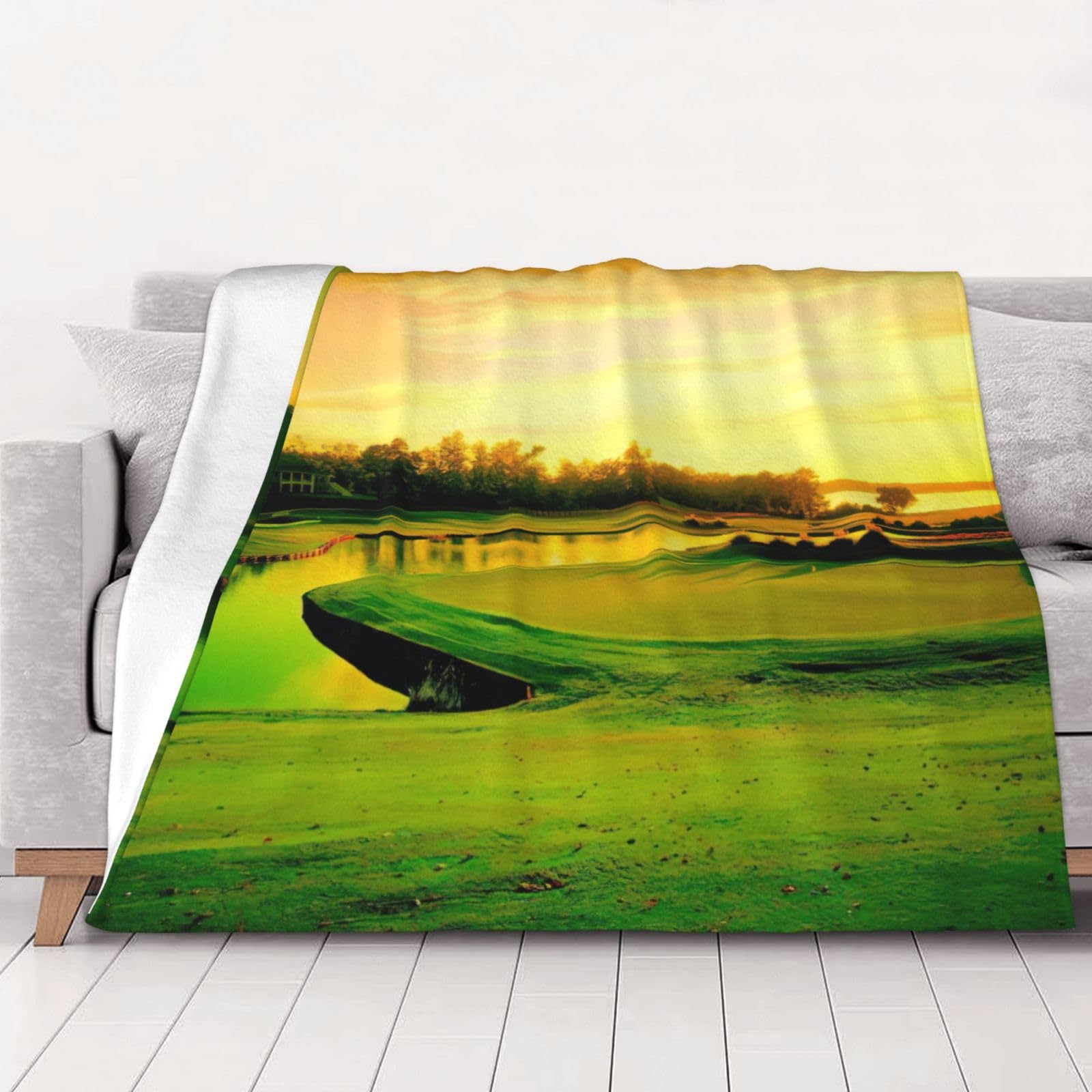 Couverture en flanelle parcours de golf pour lit et canapé toutes saisons