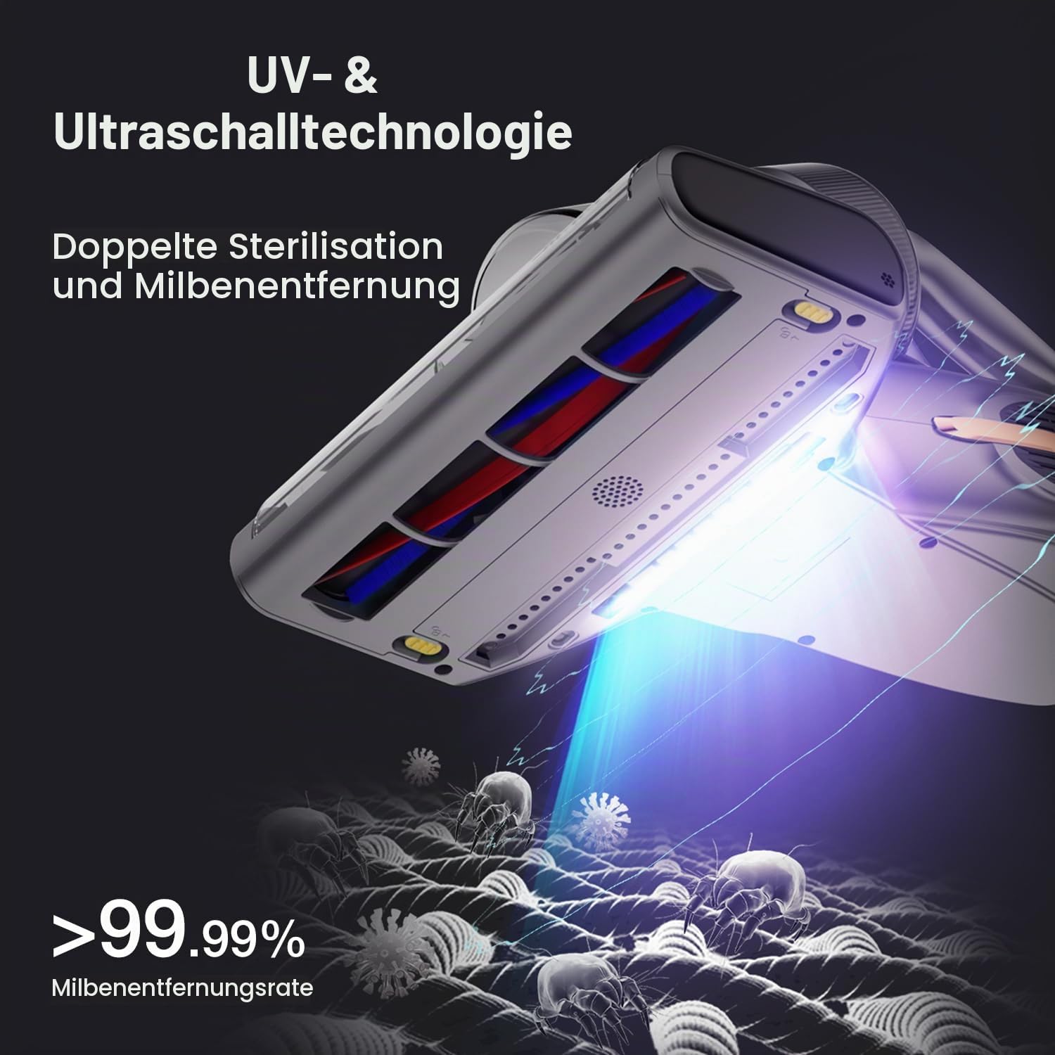 Jimmy BX7 Pro Milbensauger 700W Leistungsstark Matratzenreiniger mit UV-C-Licht, Hausstaubmilben Sensor,Ultraschall Funktion,16Kpa Absaugung Handstaubsauger für Matratze Sofa Bett