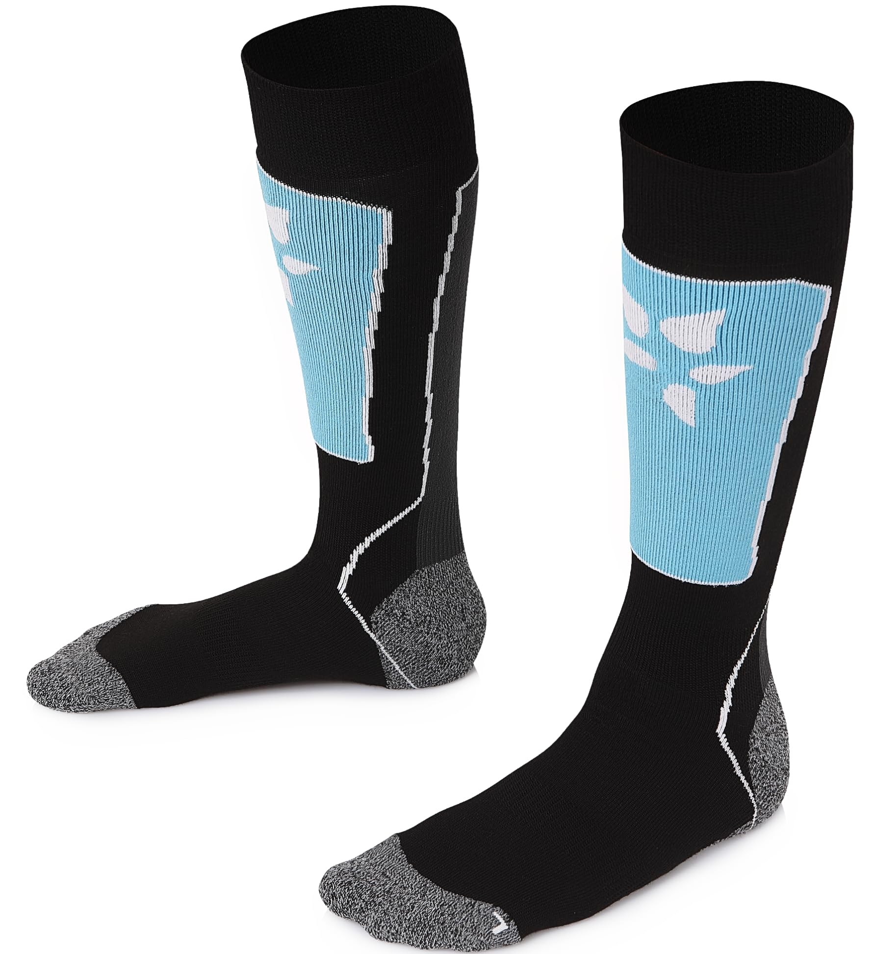 TODO SKISOCKEN Kinder Thermosocken Kniestrümpfe mit Merinowolle - Kinder Skisocken für Mädchen und Jungen (31, Schwarz-Blau)