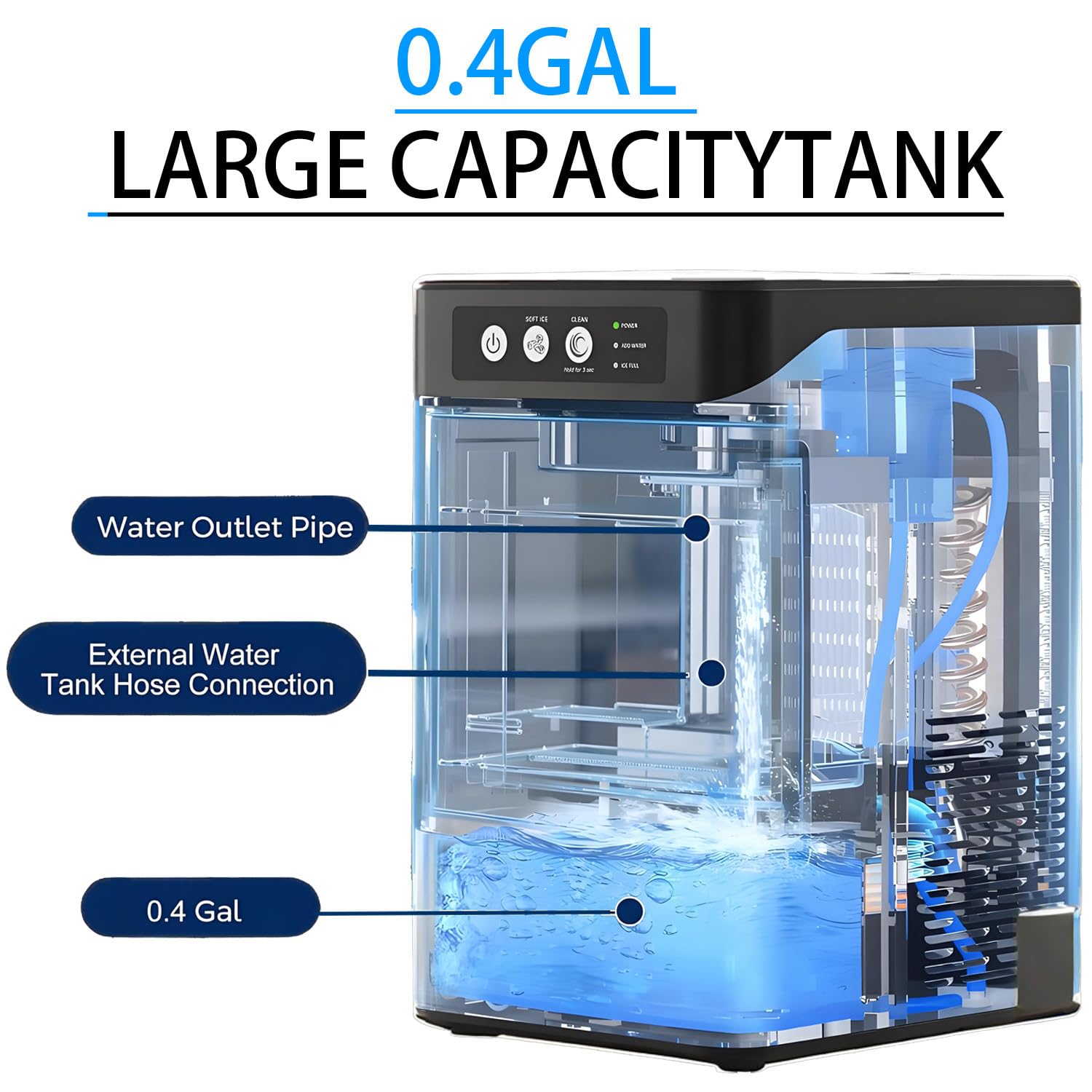 Nugget Ice Maker, Pellet Ice Ready in 5min Portable Ice Maker, Stainless Steels Ice Makers Countertop for Kitchens/Home/Office/Bar,with Detachable 3l Water Tank