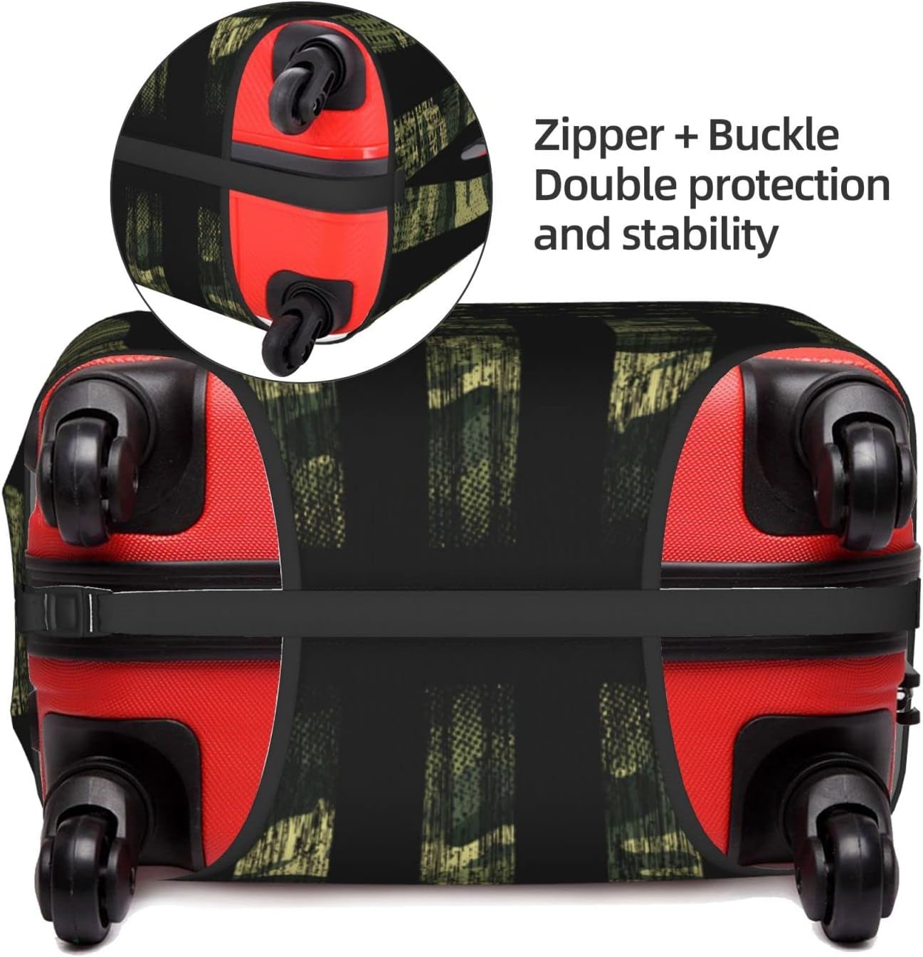 review American Flag Green Camo Suitcase Cover Travel Luggage Protector Cover Fits 18-32 Inch Suitcase