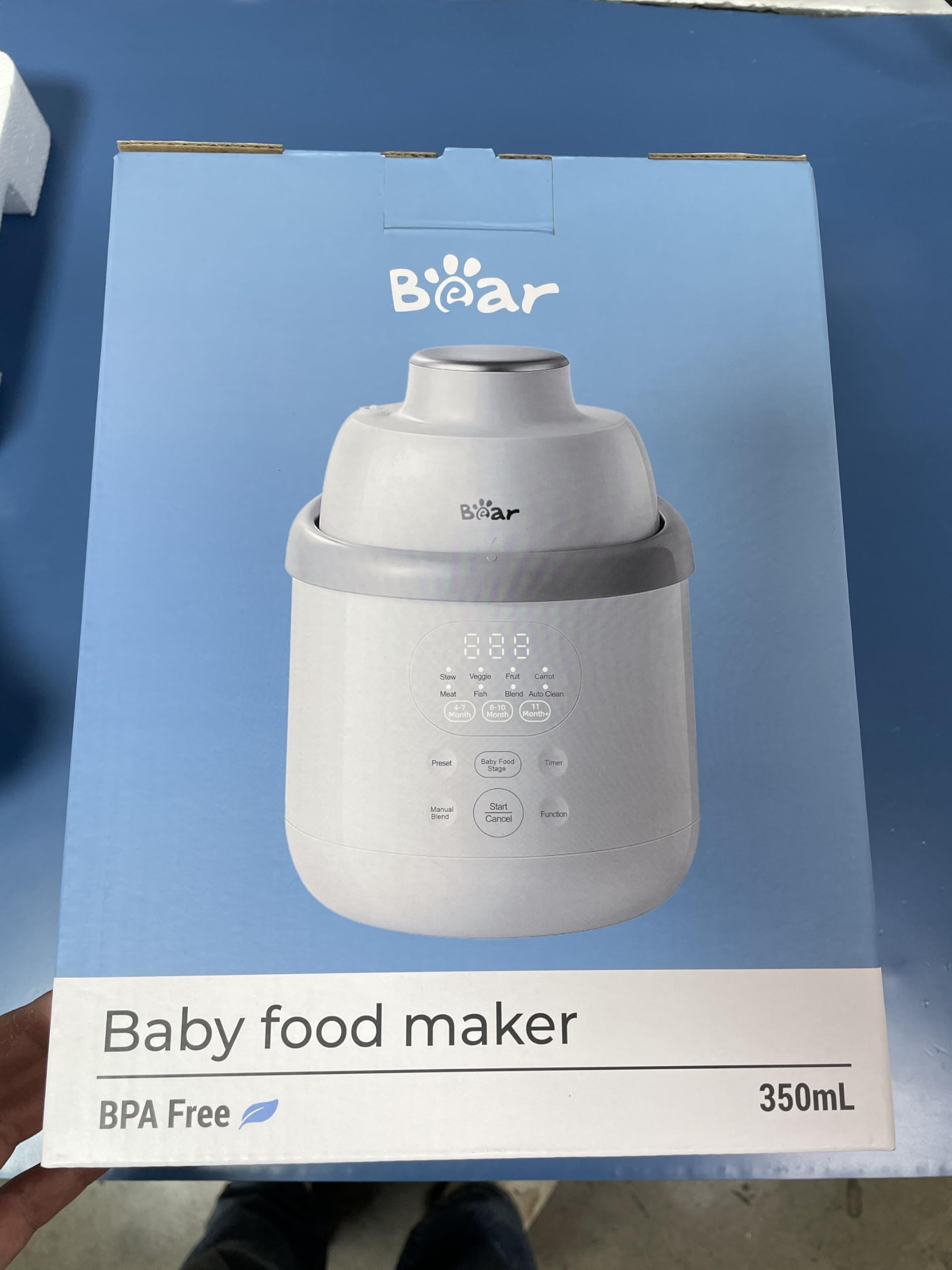 Bear Robot Cuiseur Bébé Multifonctions 10 en 1 NutriEase AllStage en Acier Inoxydable, Cuiseur Vapeur Mixeur OneStep, Cuisson et Mixage Automatiques pour une Alimentation Bébé Maison Saine, Sans BPA