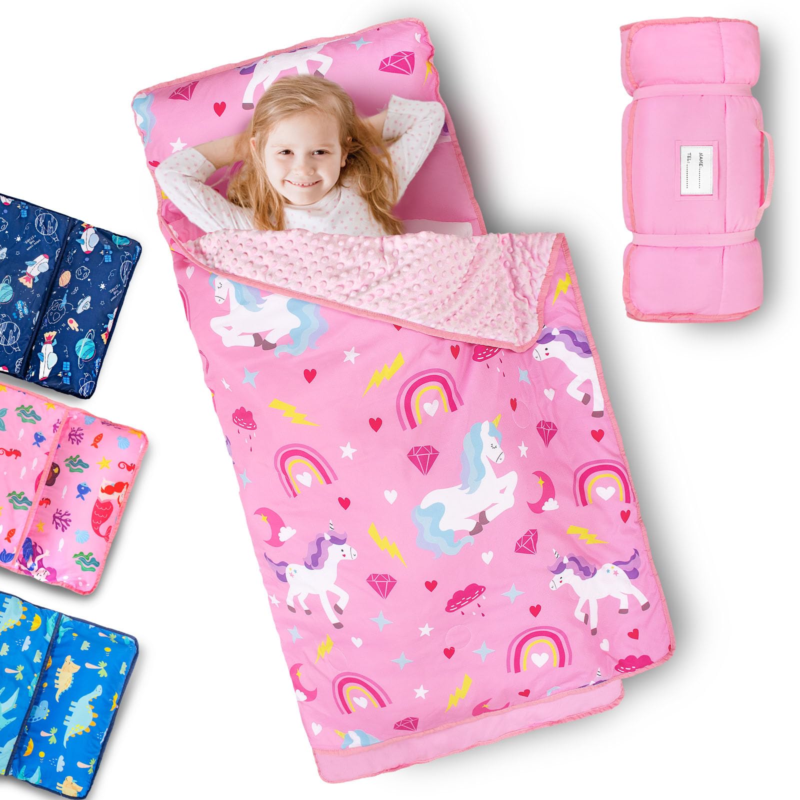 primlect toddler nap mat with removable pillow and fleece blanket extra large 553939x353939 sleeping bag washable light easy to roll up perfect for daycare preschool kindergarten travel