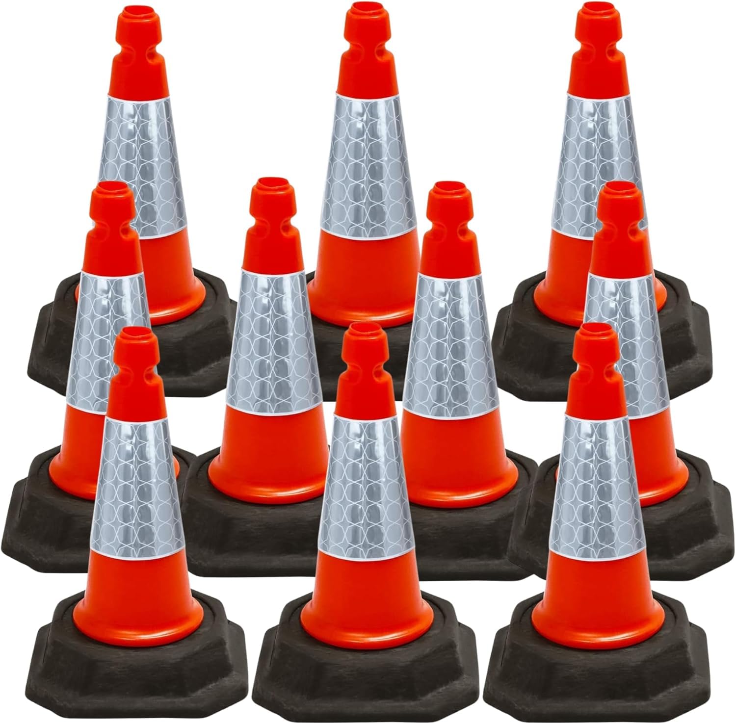 Street Solutions UK - 10 x 460mm Tall Traffic Cones Reflective Sleeve For Indoor And Outdoor Usage, Self Weighted Cones Are Manufactured In The UK Orange
