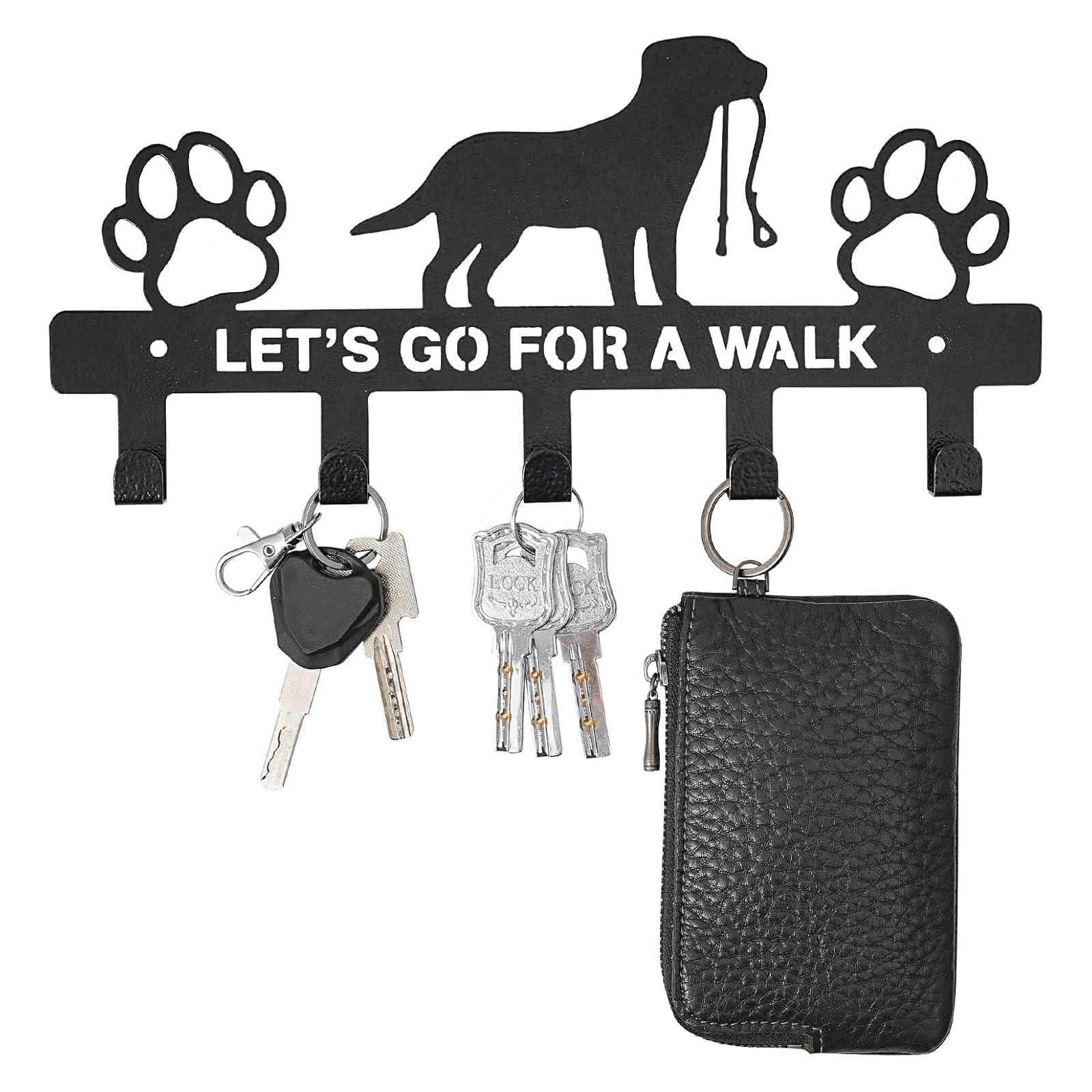 EliphonTowne Dog Key Holder for Wall - Creative Iron Art Dog Lead Hook for Key/Dog Leash/Bag, Clothing Storage Rack, Metal Key Hooks Wall Mounted