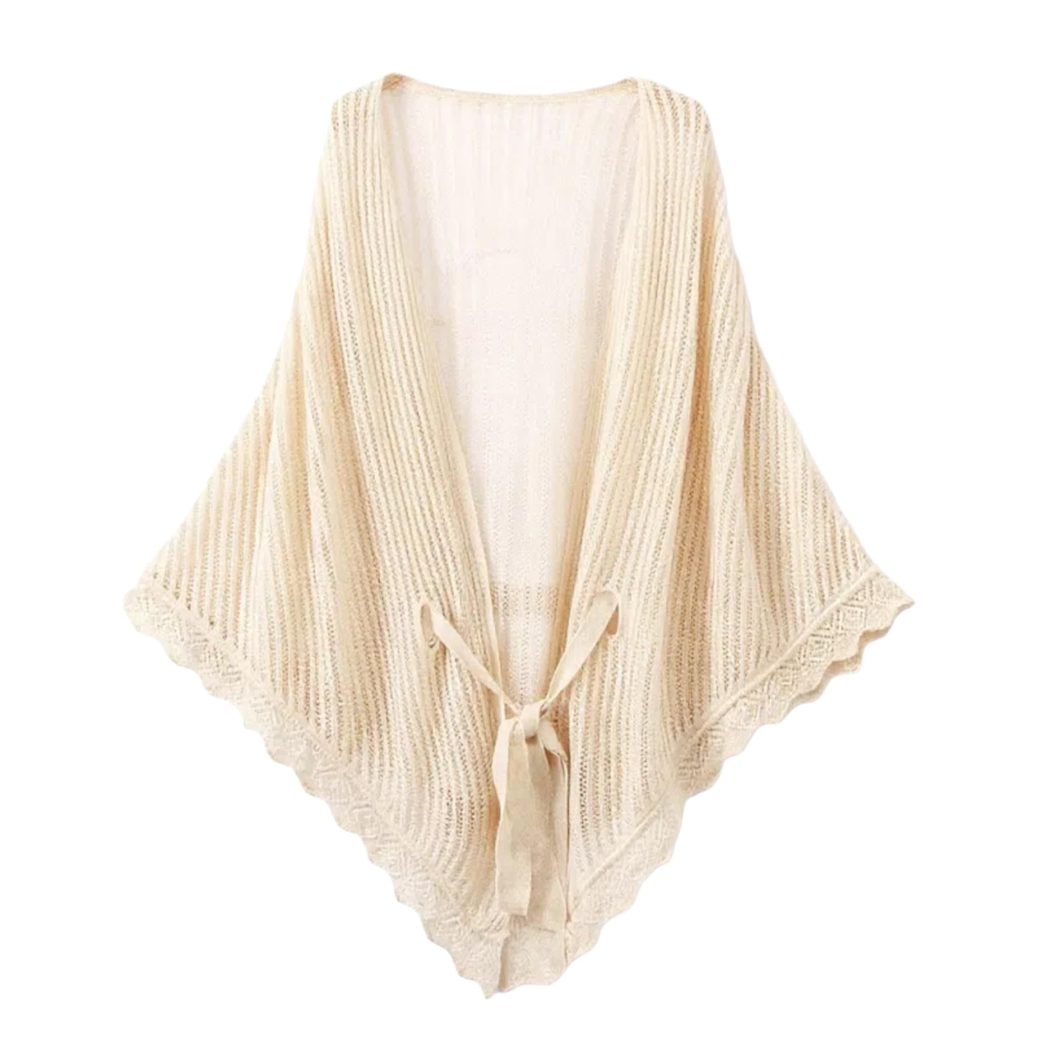 Scialle Donna Elegante Mantella Da Donna In Lana Merino Al 100% Poncho Lavorato All'Uncinetto Con Lacci Elegante Mantello Lavorato A Maglia Con Volant Scialle In Cashmere Ultra Morbido Pe