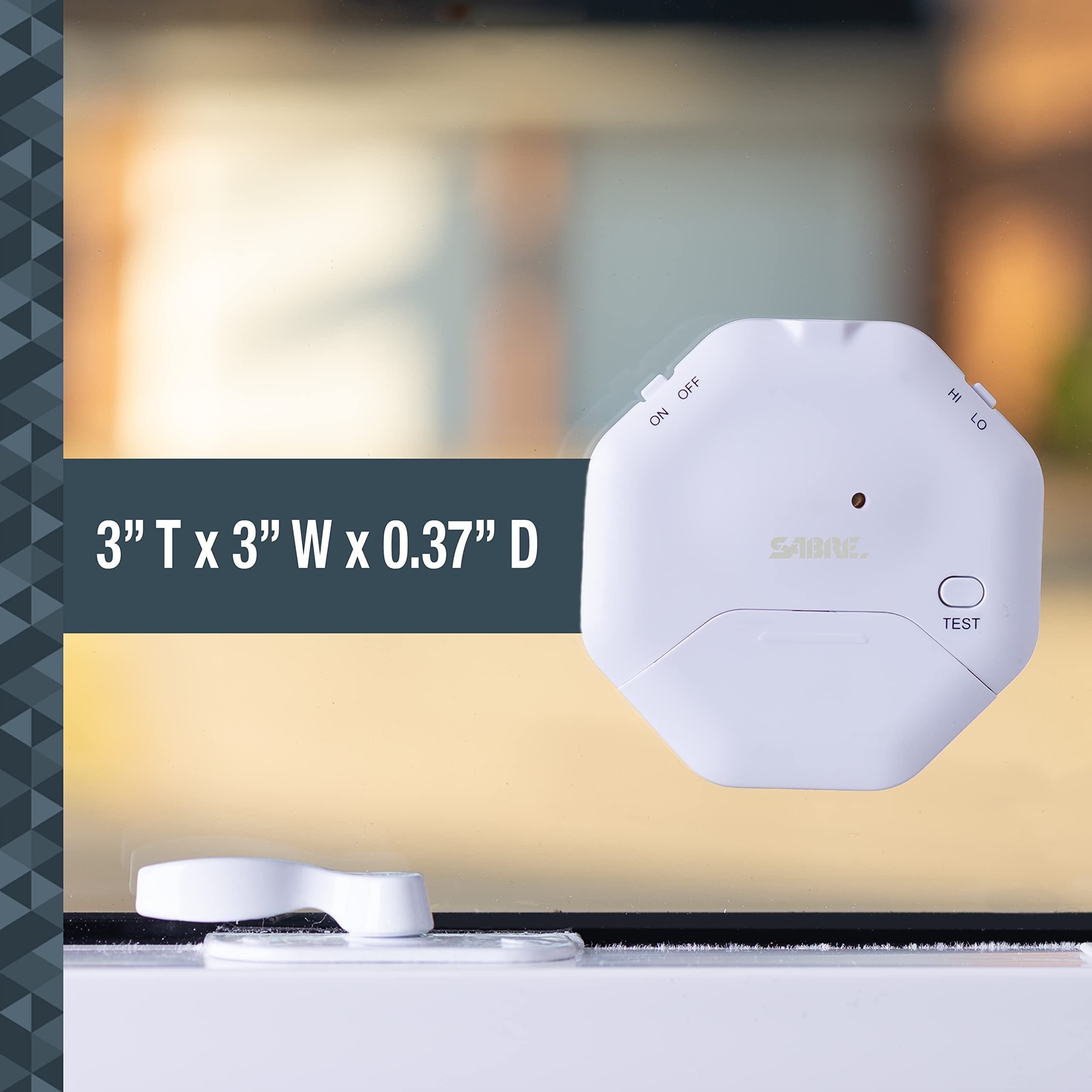 SABRE Alarme de sécurité sans Fil – Sirène extrêmement puissante de 120 DB, portée jusqu'à 450 m, Tapis antidérapant, Compact, Parfait pour la Maison, Les Voyages, l'appartement ou Le dortoir