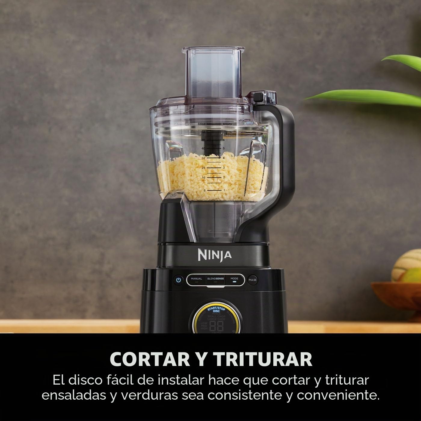 Ninja Procesador 3 en 1 Detect Power Blender Pro, potente licuadora de 1200 W, tazón de procesador de alimentos, hoja de masa, 1 taza de una sola porción, jarra, hacer masa de pizza, mezclar, picar y