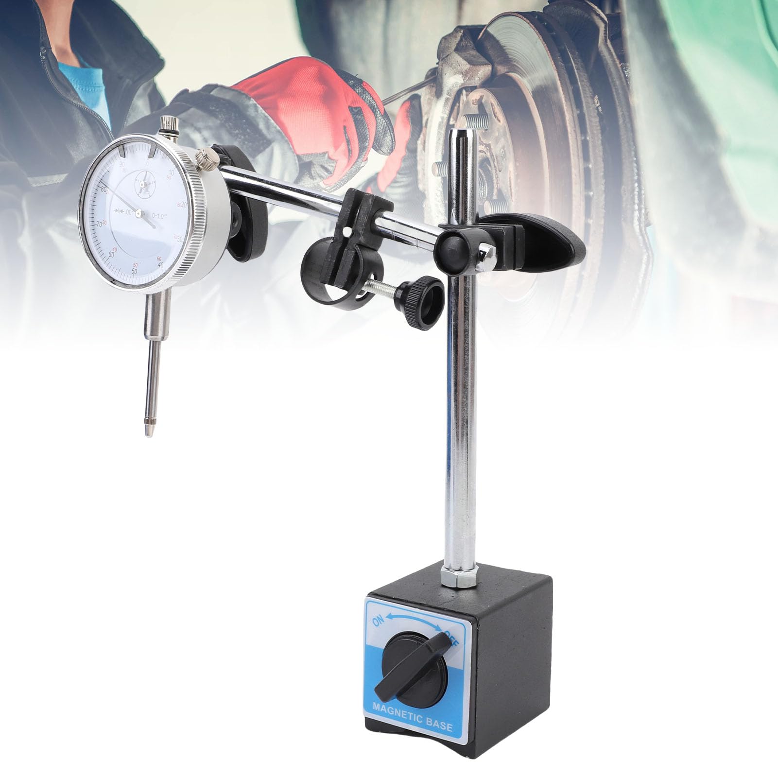 Indicador de cuadrante de precisión con juego de base Ajuste fino Brazo largo Servicio pesado Precisión de 0 1 pulgada 0 001 pulgada para mediciones de máquinas de laborato