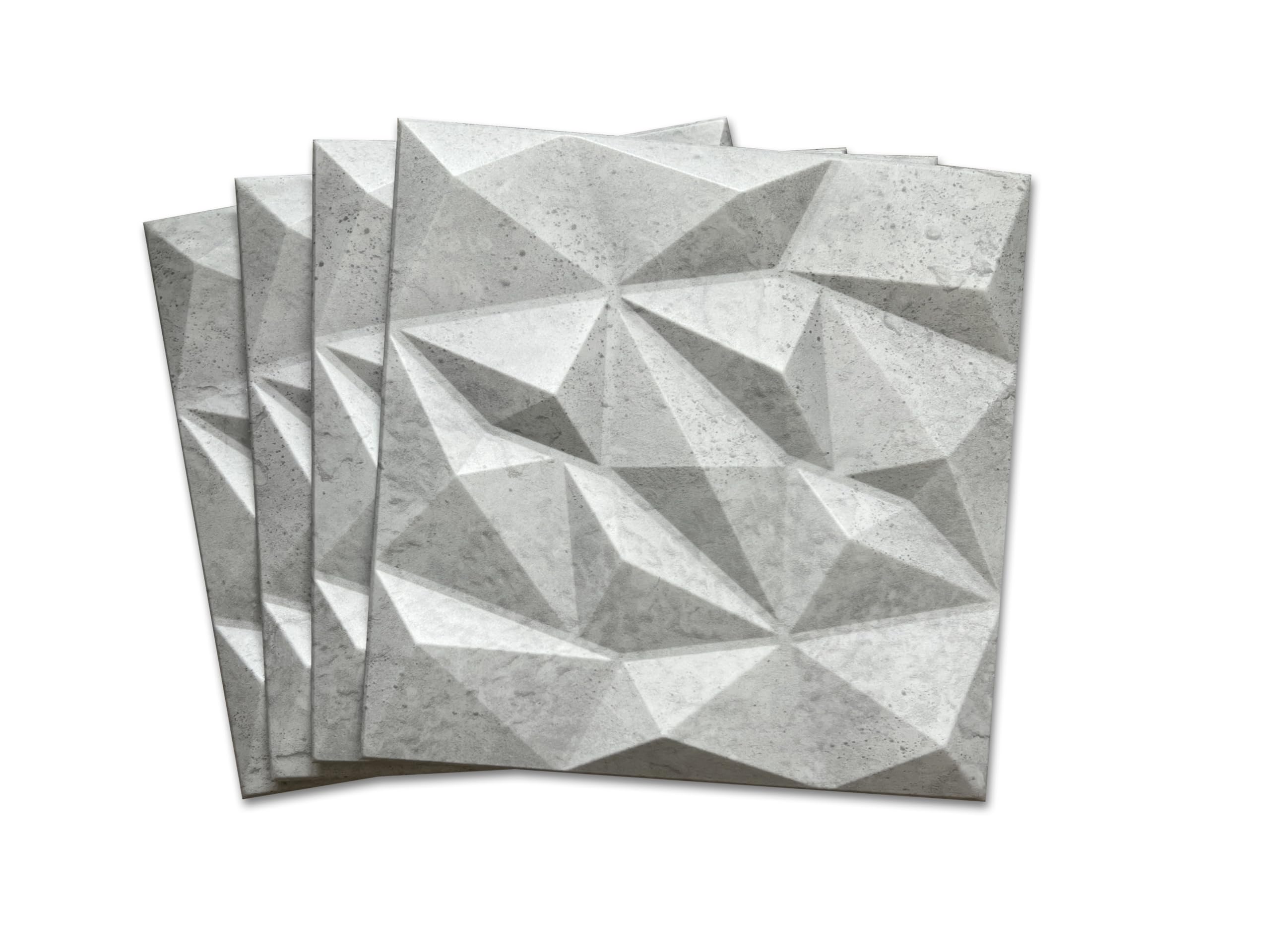 Deccart Pannelli Decorativi Per Pareti 3D - Pannelli Murali - Pannello Decorativo Parete - Polystyrène PSE - 50x50 cm Brylant 2 m², 8 pezzi, Cemento