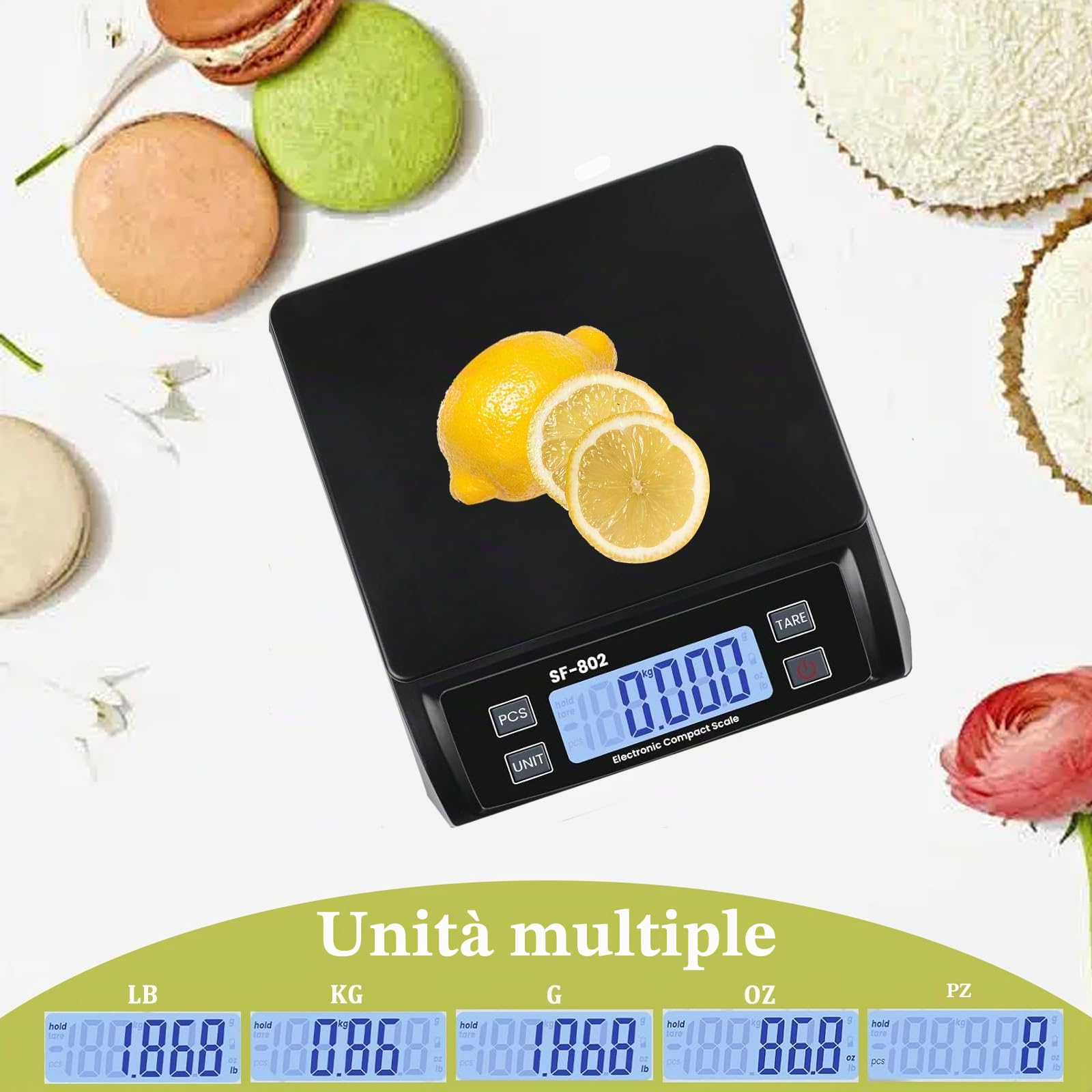 Bilancia Digitale Cucina Digitale Acciaio Inossidabile 30kg,Bilancia Cibo Multifunzionale per la Cottura Della Frutta,Bilancia da Cucina con Display lcd e Funzione Tara Kitchen Scales (Nero)