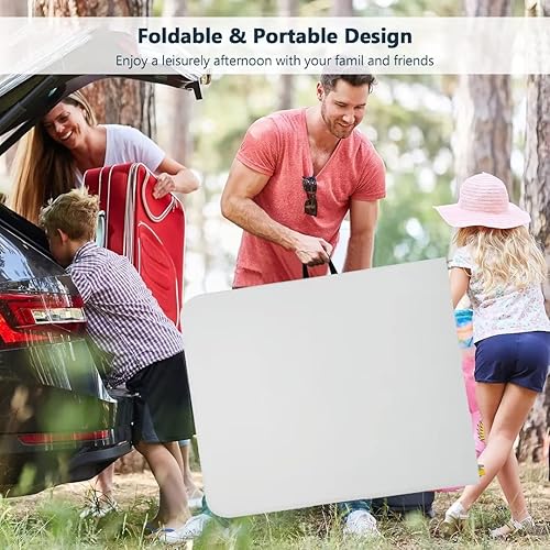 Miniatura 5 de Mesa de campamento de 4 pies, mesa plegable de altura portátil, mesa plegable ajustable con asa, mesa portátil de picnic adecuada para fiestas en