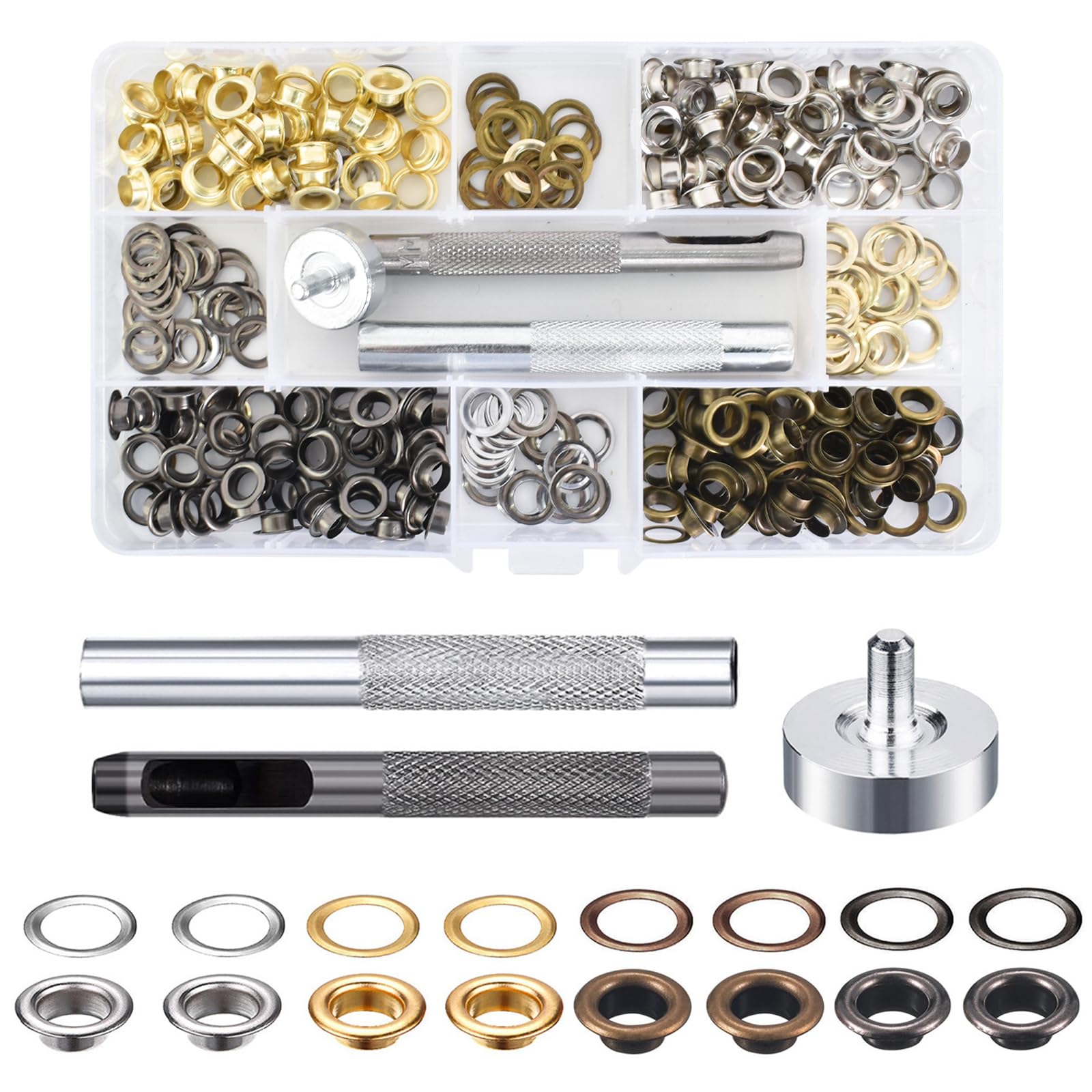 Kit 100 Pezzi Occhielli In Ottone Per Scarpe, Vestiti E Borsette - Strumento Per Fai Da Te - Foto 4