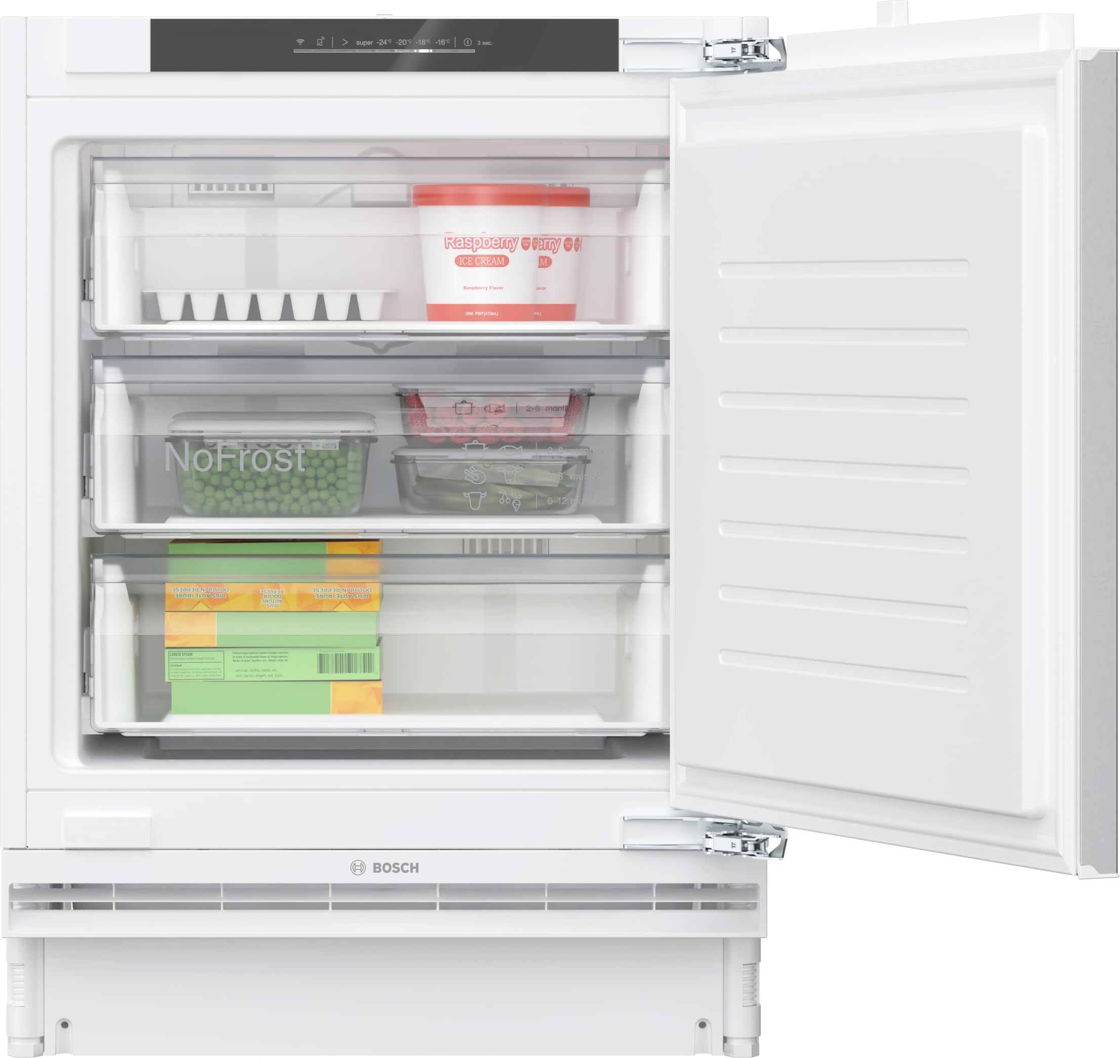 Bosch Serie 6 Smarter Unterbau Gefrierschrank 82 x 59.8 cm 85 L GUN21ADE0 | Made in Germany, NoFrost nie wieder abtauen, SoftClose sanfte Türschließung, SuperFreezing Schnellgefrieren