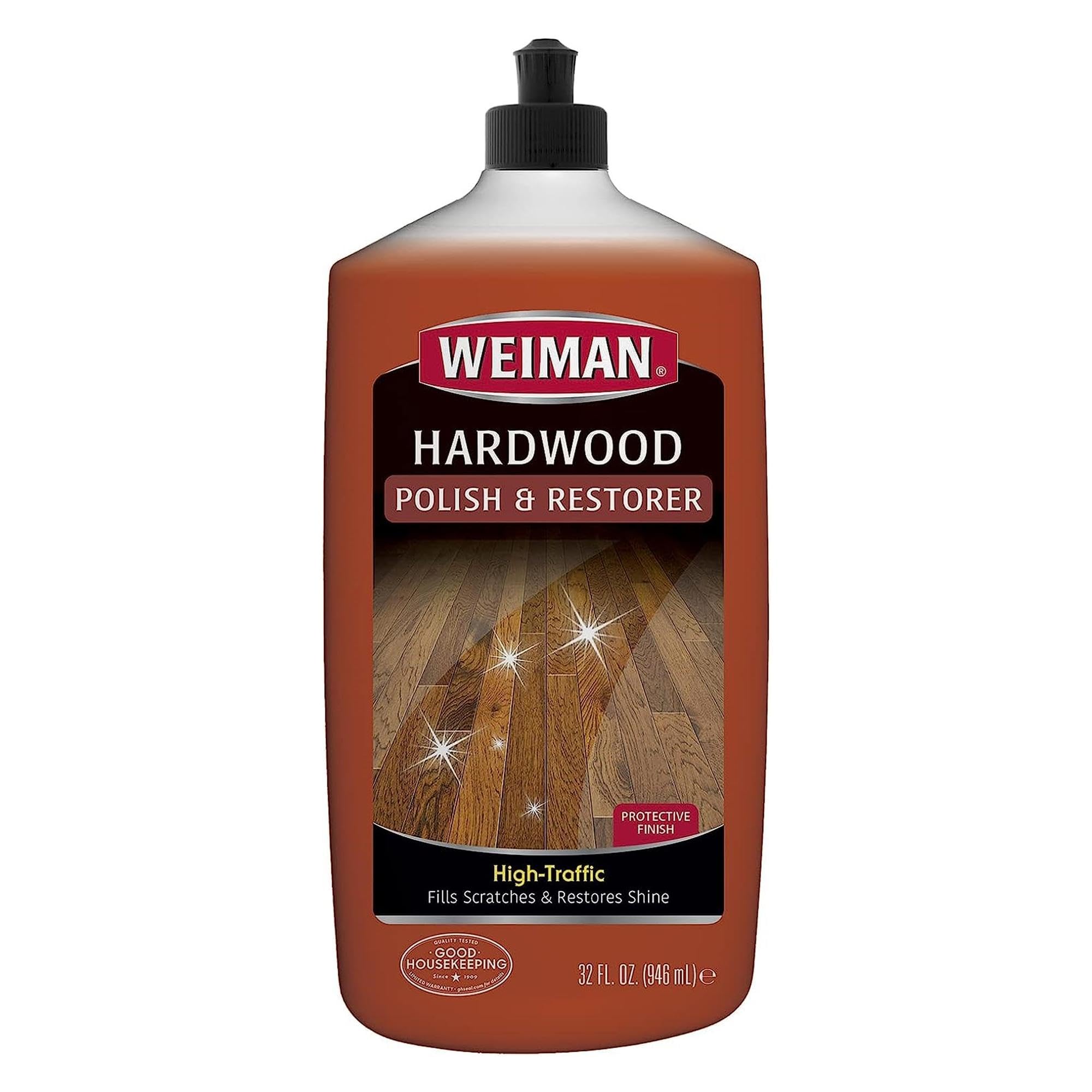 Weiman Wood Floor Polish and Restorer - 32 Ounce - High-Traffic Hardwood Floor, Natural Shine, Removes Scratches, Leaves Protective Layer, Packaging May Vary