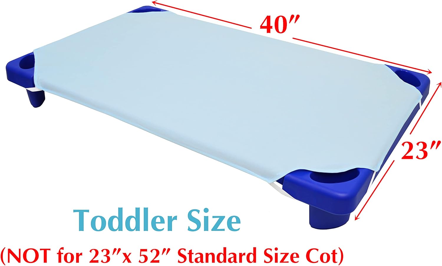 Blue Cotton Percale Toddler Cot Sheet with Elastic Straps