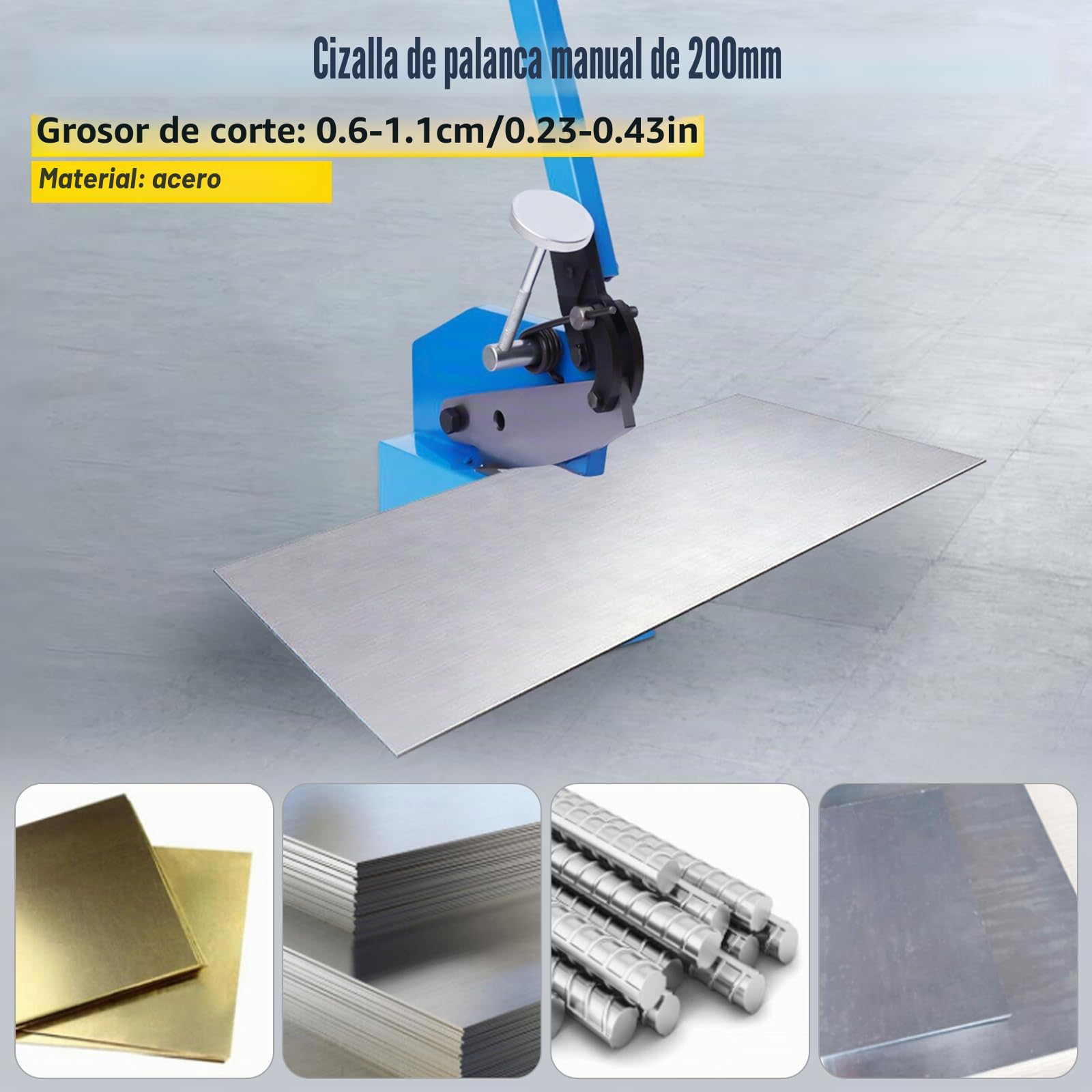 Cizalla de palanca Cuchilla 125mm 200mm manual tijeras palanca tijeras impacto metal tijera cincel de chapa tijera de percusión para chapa y metal con una (125mm)