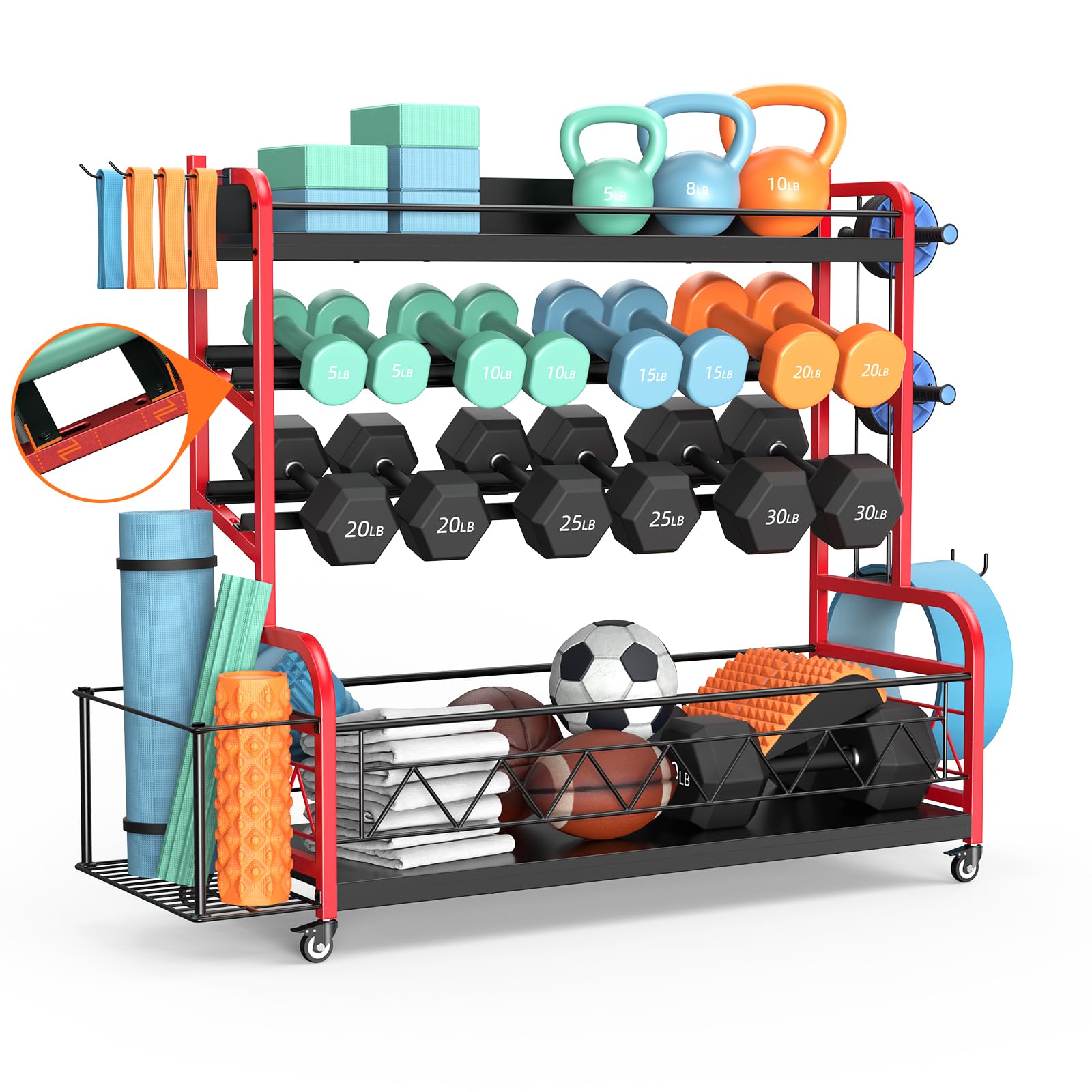 XL Adjustable Weight Rack For Dumbbells - Barbell - View #6