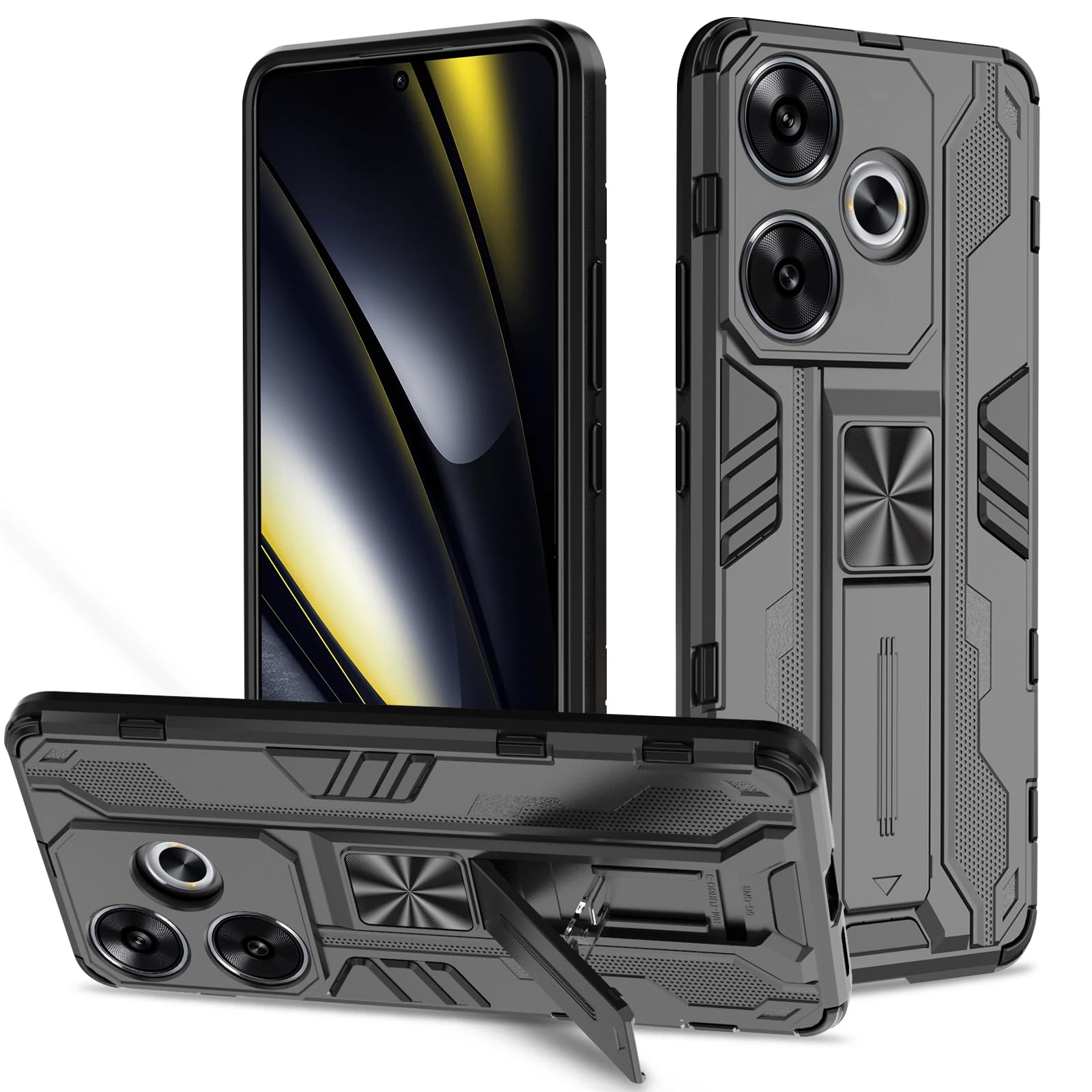 Funda para Samsung Galaxy A13 4G con Cristal Templado Protector Pantalla, Carcasa Antigolpes con Soporte anular metálico, Case Protectora de Grado Militar, Negro — view 17