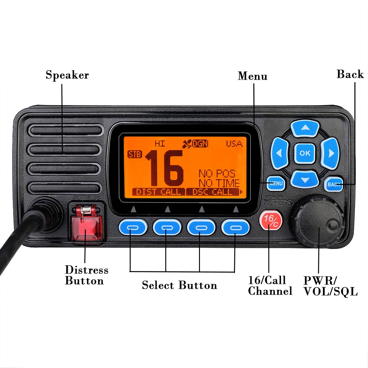 Retevis RA27 Marin Émetteur-récepteur, IP67 Étanche Talkie Walkie, Class D DSC, GPS, 88 Chaînes, Dual/Tri-Watch, Radio VHF Marine Fixe pour Yachts, Marinas (1 Pièce, Noir)