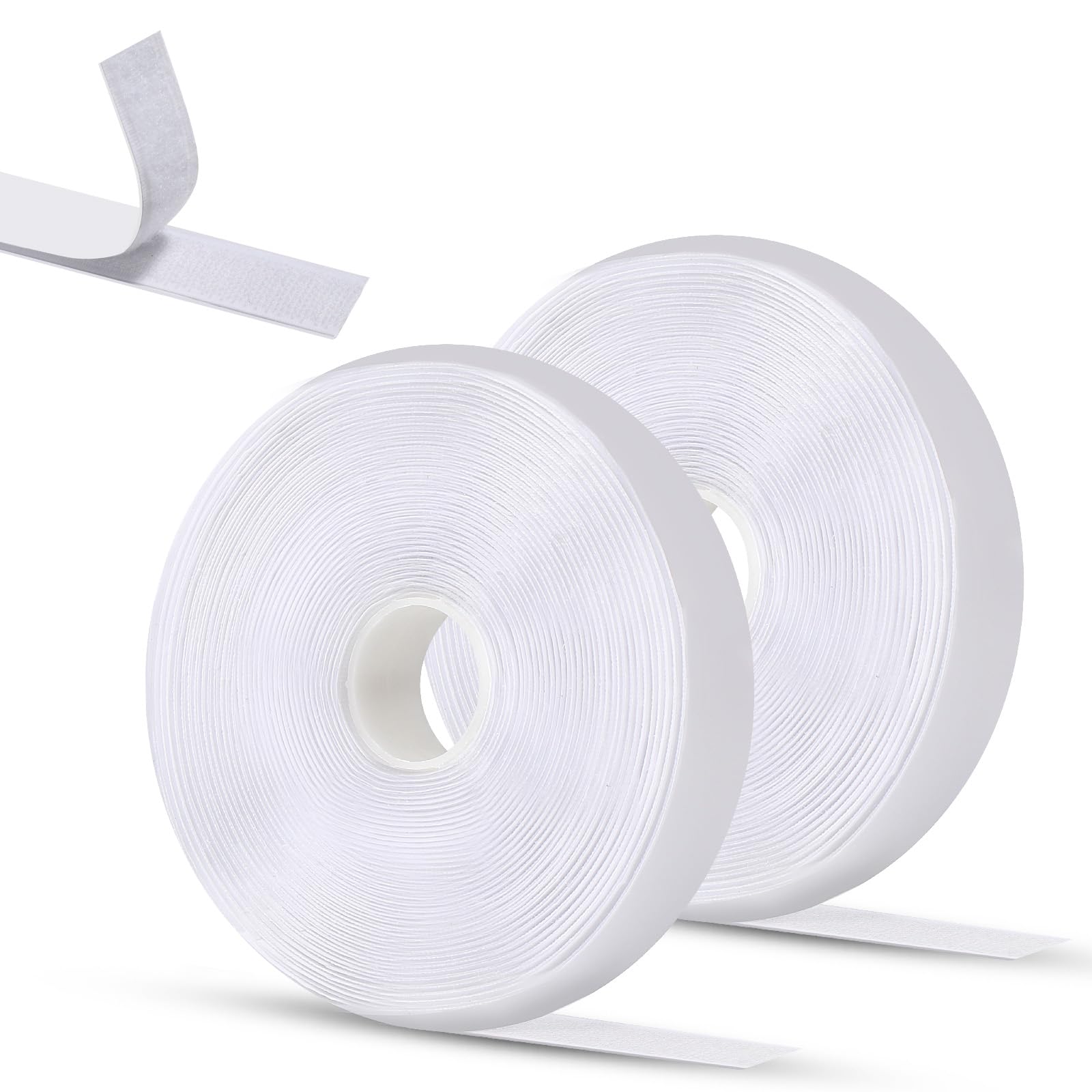 Oderra Adhesivo Doble Cara, Belcro Adhesivo Doble Cara Fuerte, 8 Metros x 2 cm en Color Blanco - Cinta de Sujeción Fuerte de Gancho y Bucle para Proyectos de Bricolaje