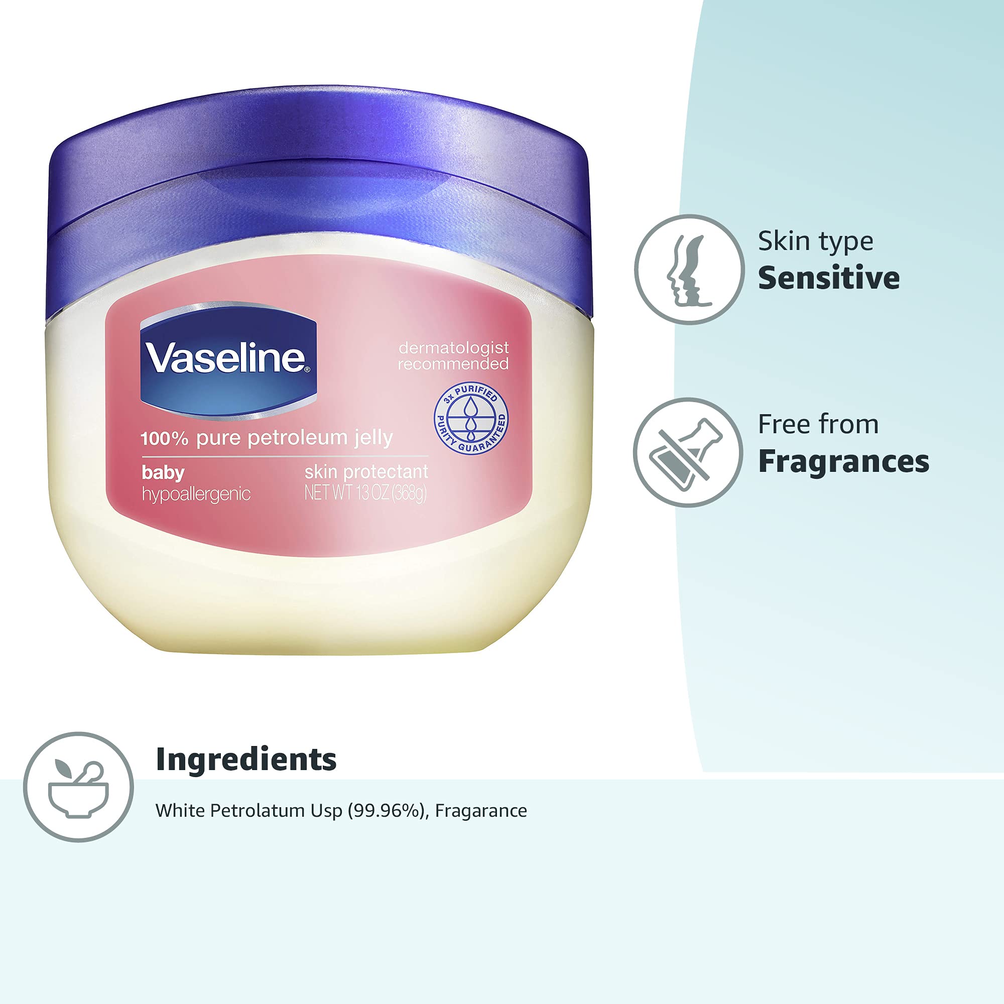 Vaseline Petroleum Jelly Baby Skincare Protective & Pure 4 Count Treats