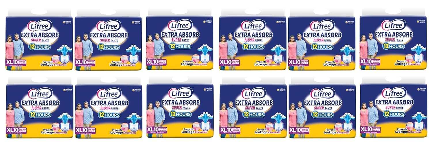 Compatible With Lifree Super Extra Absorb Adult Diapers, Pants Pack of 12, Size - XL10)(PACK OF 12) XL10-image-40