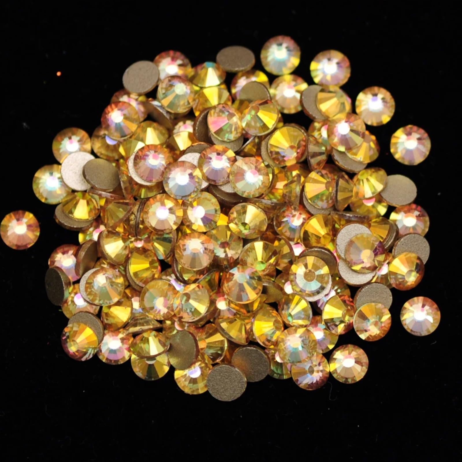 Hotfix Strasssteine Sunshine Gold Non Hotfix Strasssteine ​​Flatback Glas Strass Glitzer Nagel Charms Edelsteine ​​für Nail Art Kleidungsdekorationen für Nagel Gesicht Kunst(16facets,SS34 288pcs)