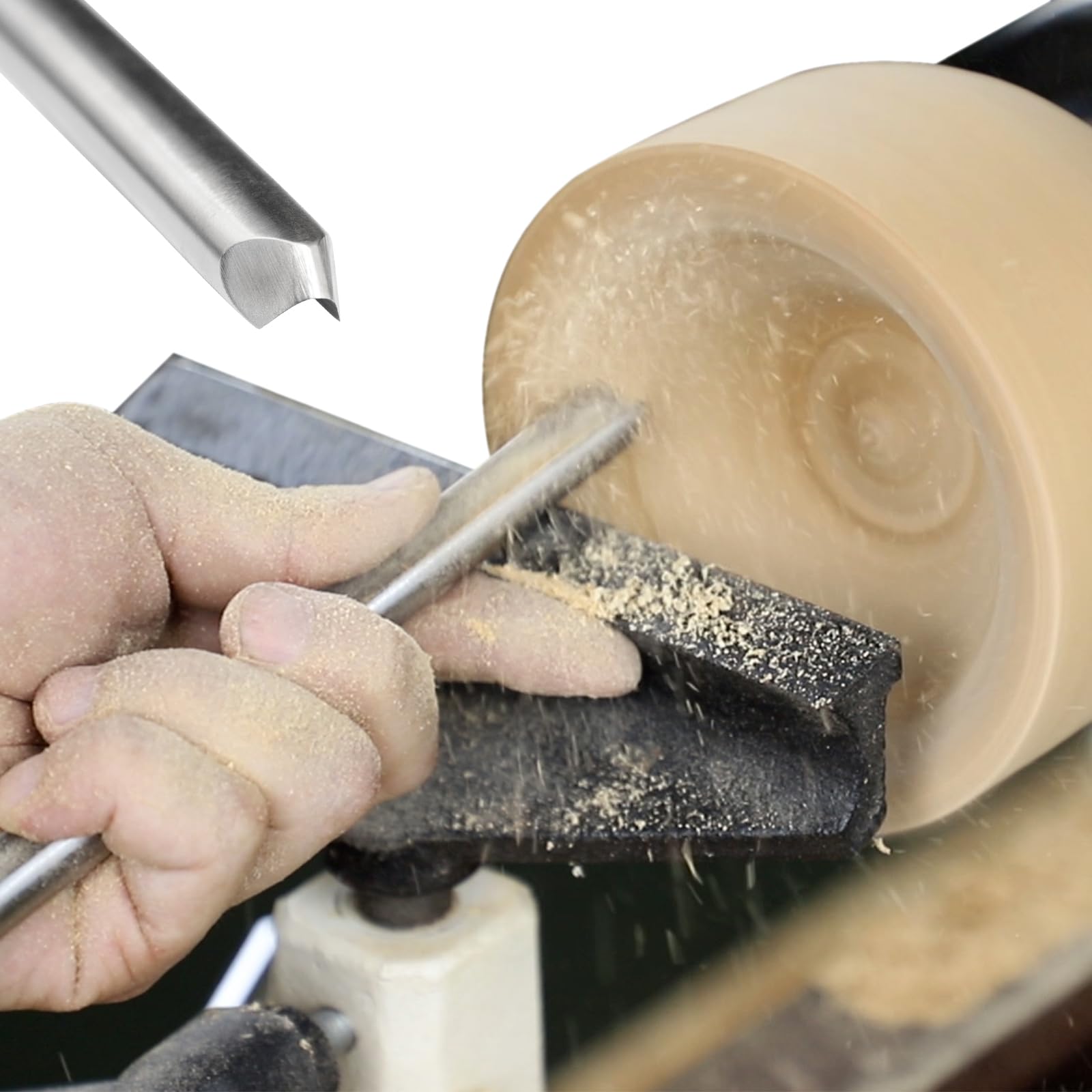 SIIIXS 5/8'' HSS Bowl Gouge Lathe Chisel with Side Grind, 1/2" Flute Spindle Gouge for Woodturning,Wood Lathe Bowl Turning Tools - Image 4