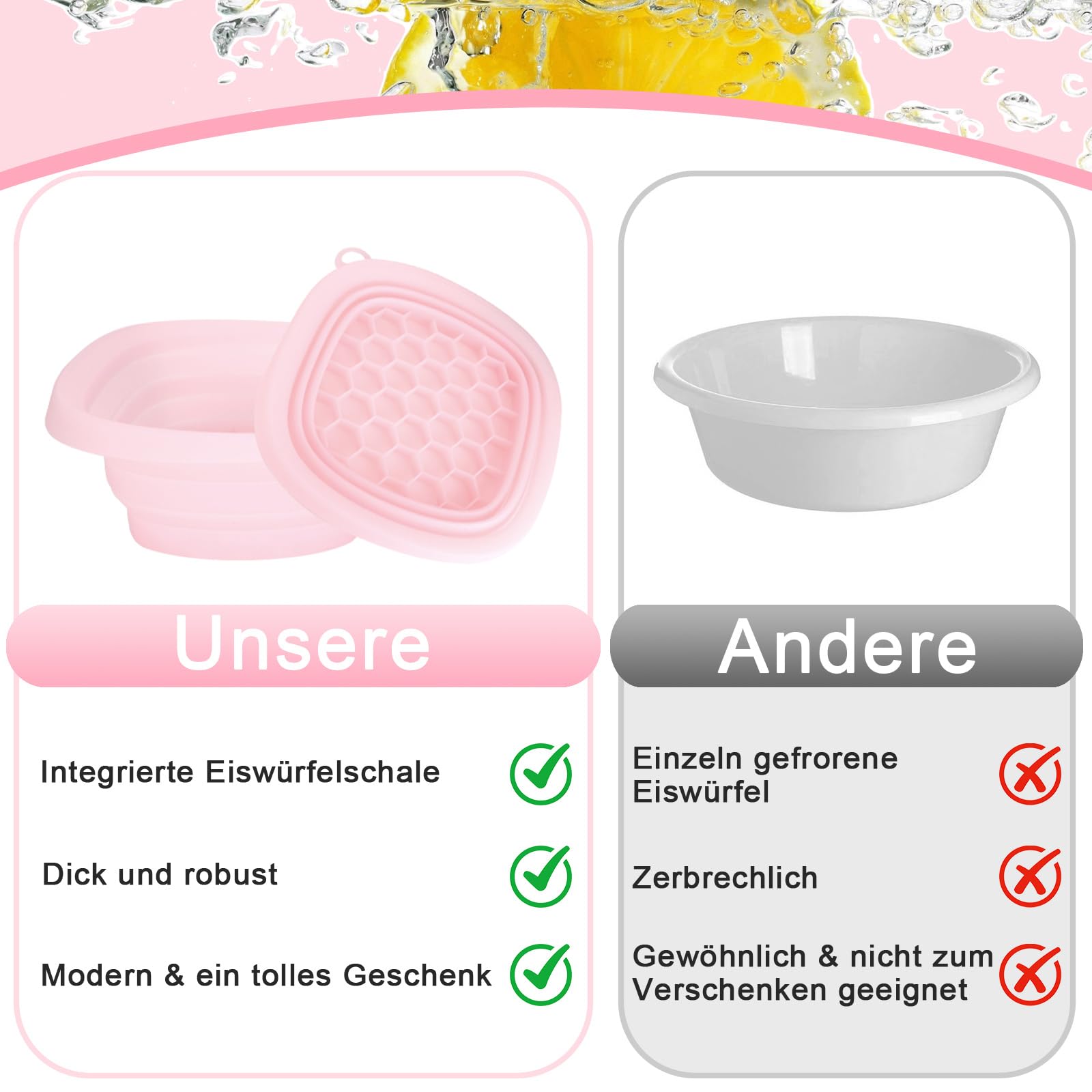 Ice Face Bowl, Ice Face Bath Bowl, Bol de visage pliable en silicone avec compartiment intégré pour glaçons, portable, pour le refroidissement du visage, décongestionnant et apaisant la