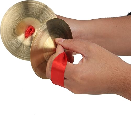 Miniatura 3 de 2 mini platillos de mano de cobre de 3.543 in de diámetro, banda de gong ritmo, ritmo, percusión, instrumento musical para fiestas, bailes, danzas