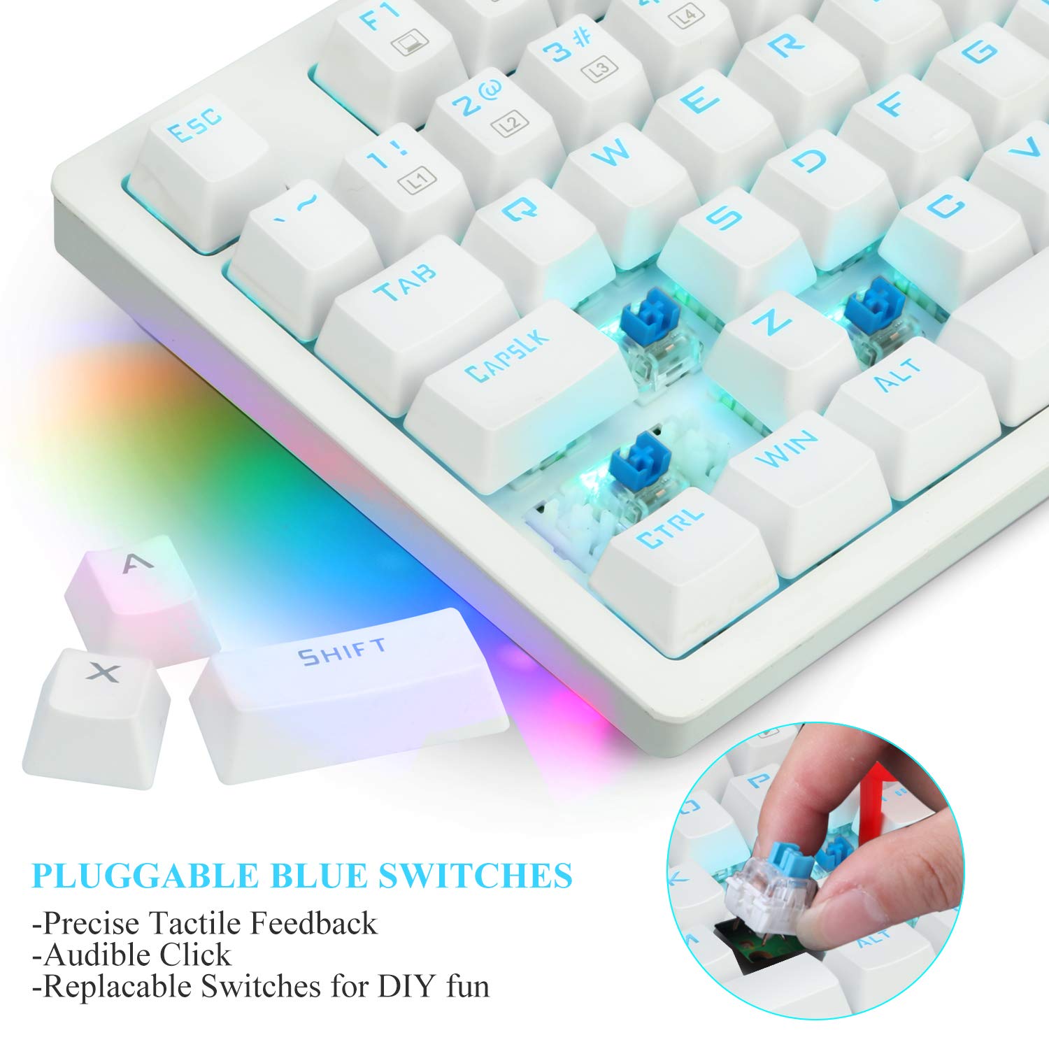 Buy Mechanical Keyboard, EYOOSO TKL Gaming Keyboard, Wired White
