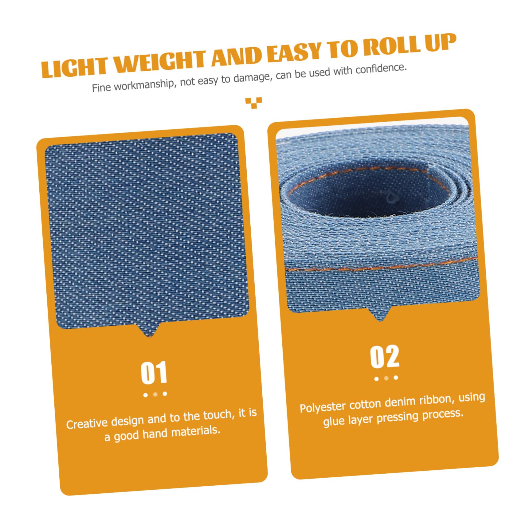 Angoily 3 pezzi Nastro in Tessuto di Jeans Multiuso per Decorazioni Fai da Te Confezione da Metri con Larghezze per Accessori Capelli e Imballaggi Pratici