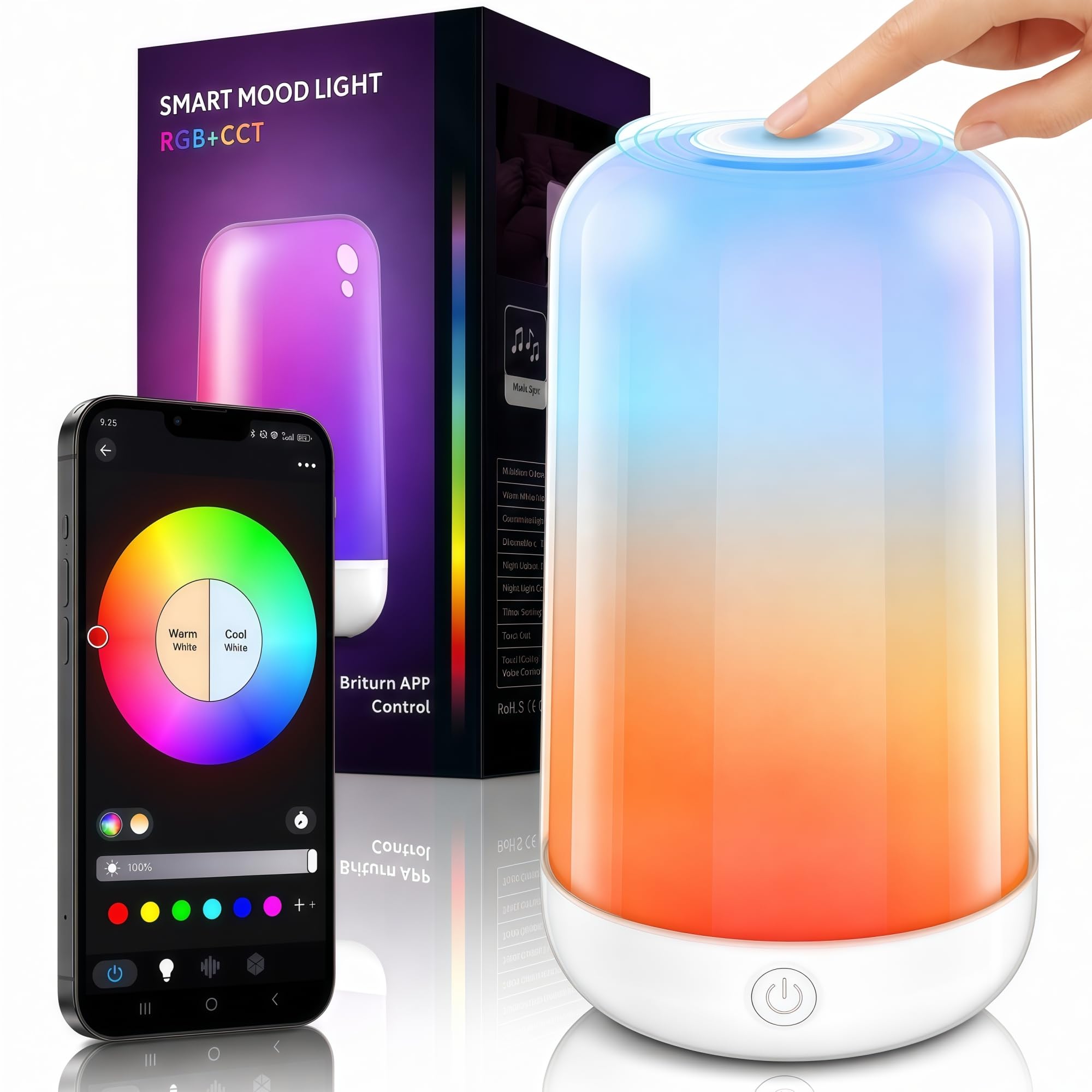 Smart Touch Bedside Table Lamp [Multi-Color & Warm Lights], 3600mA