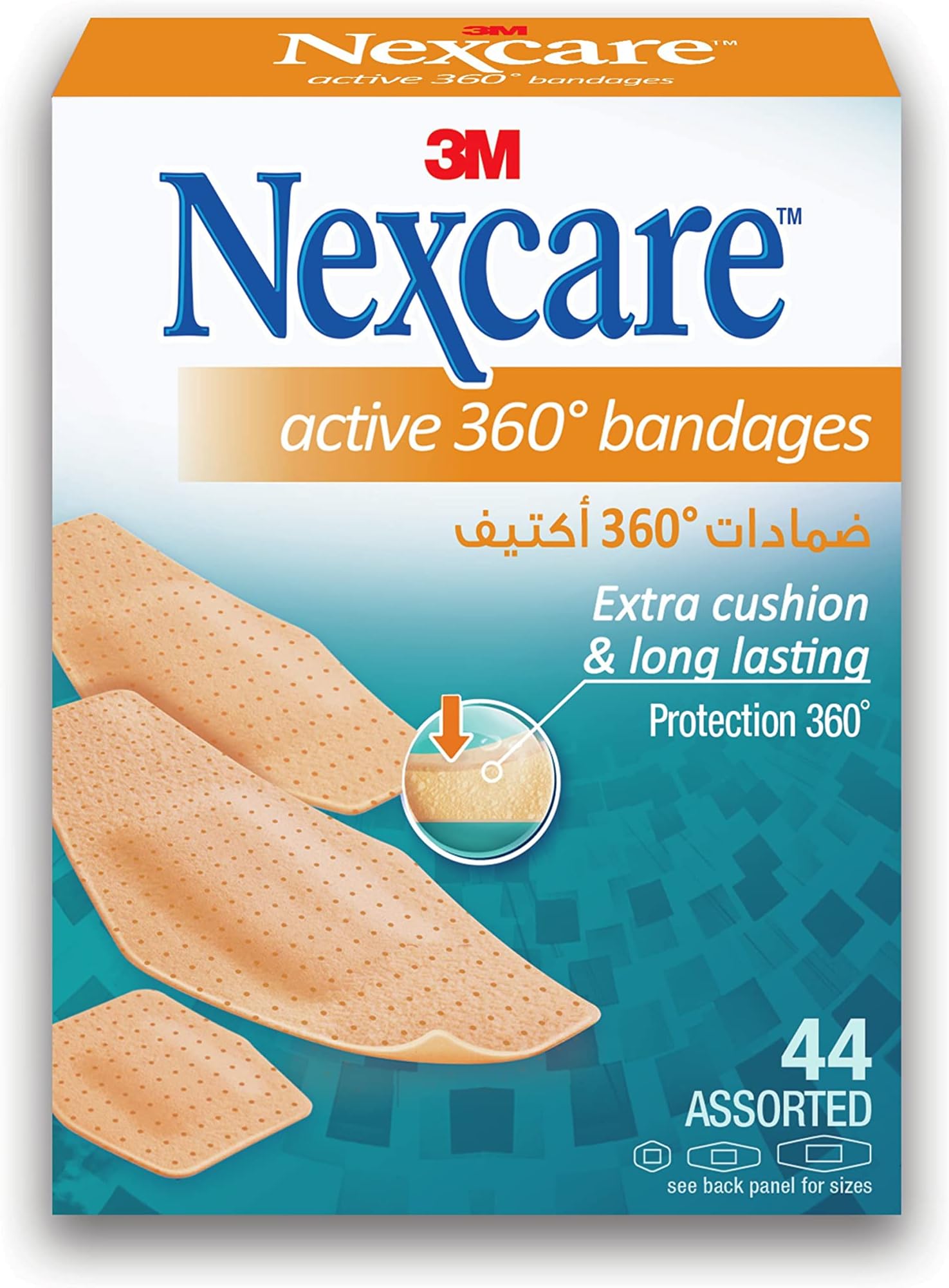 3M Nexcare 576-50Dp Active Bandages, Assorted, 44'S