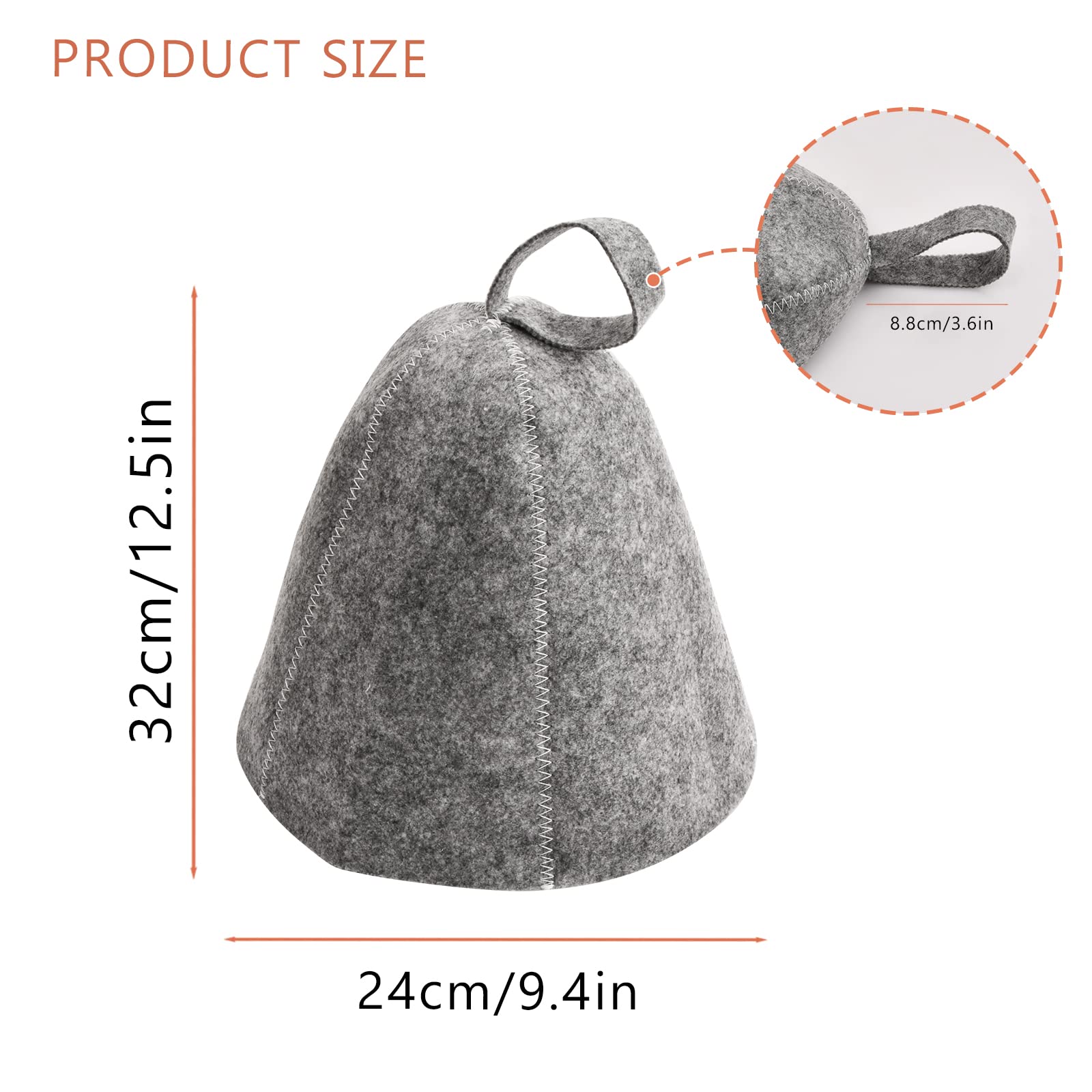 Chapeau Sauna en Feutre 2 Pièces Anti-Chaleur Bonnet de Sauna pour Homme Femme (Gris)