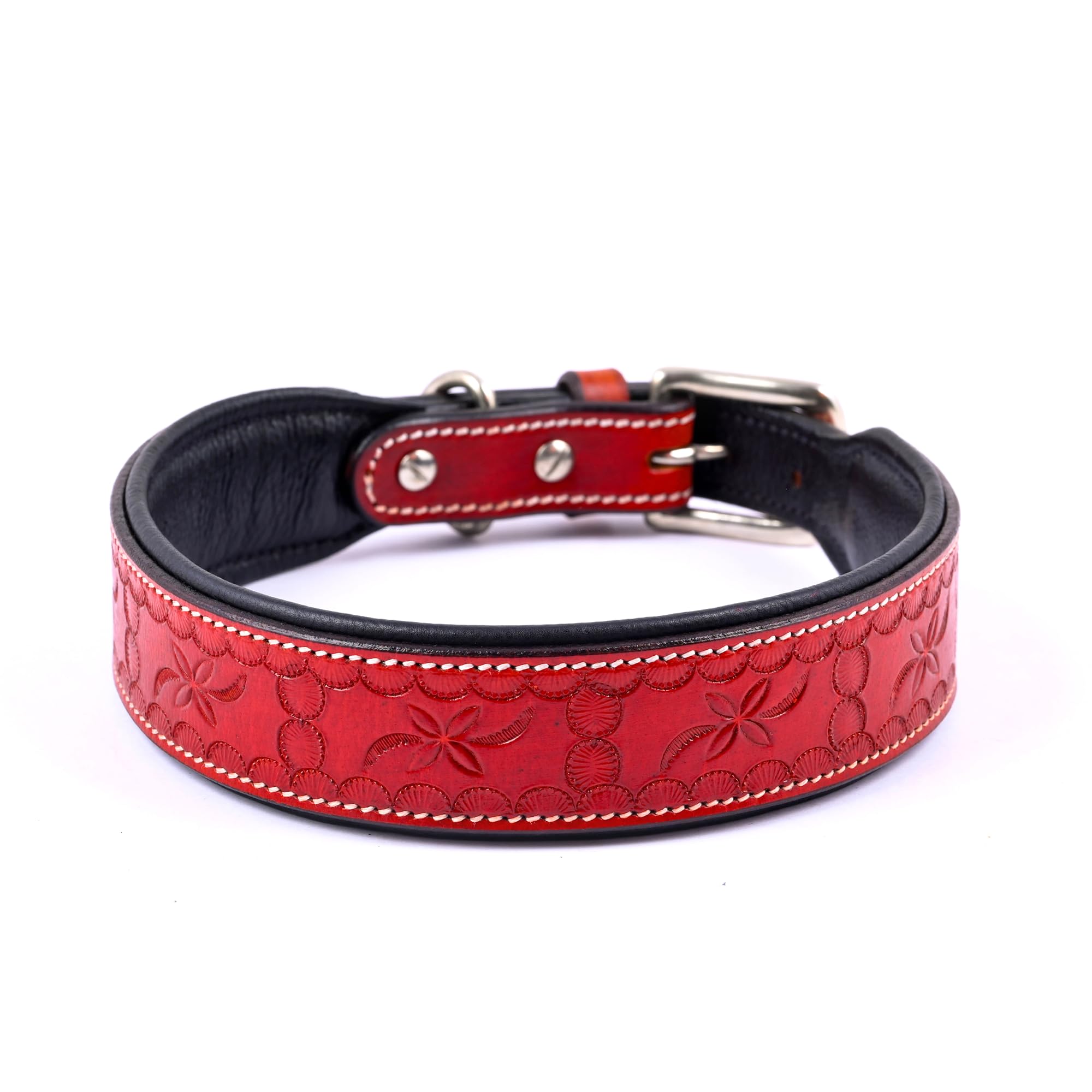 ADILS Red Tooling Dog Collar 1.5 Inch Width Suitable For Medium&Large Dogs,Leather Dog Collar With Strong Metal Buckle&D-Ring For Leashes And Id Card,Sizes: S,Red (B0CZMJTSW6) Amazon Price History, Amazon Price Tracker