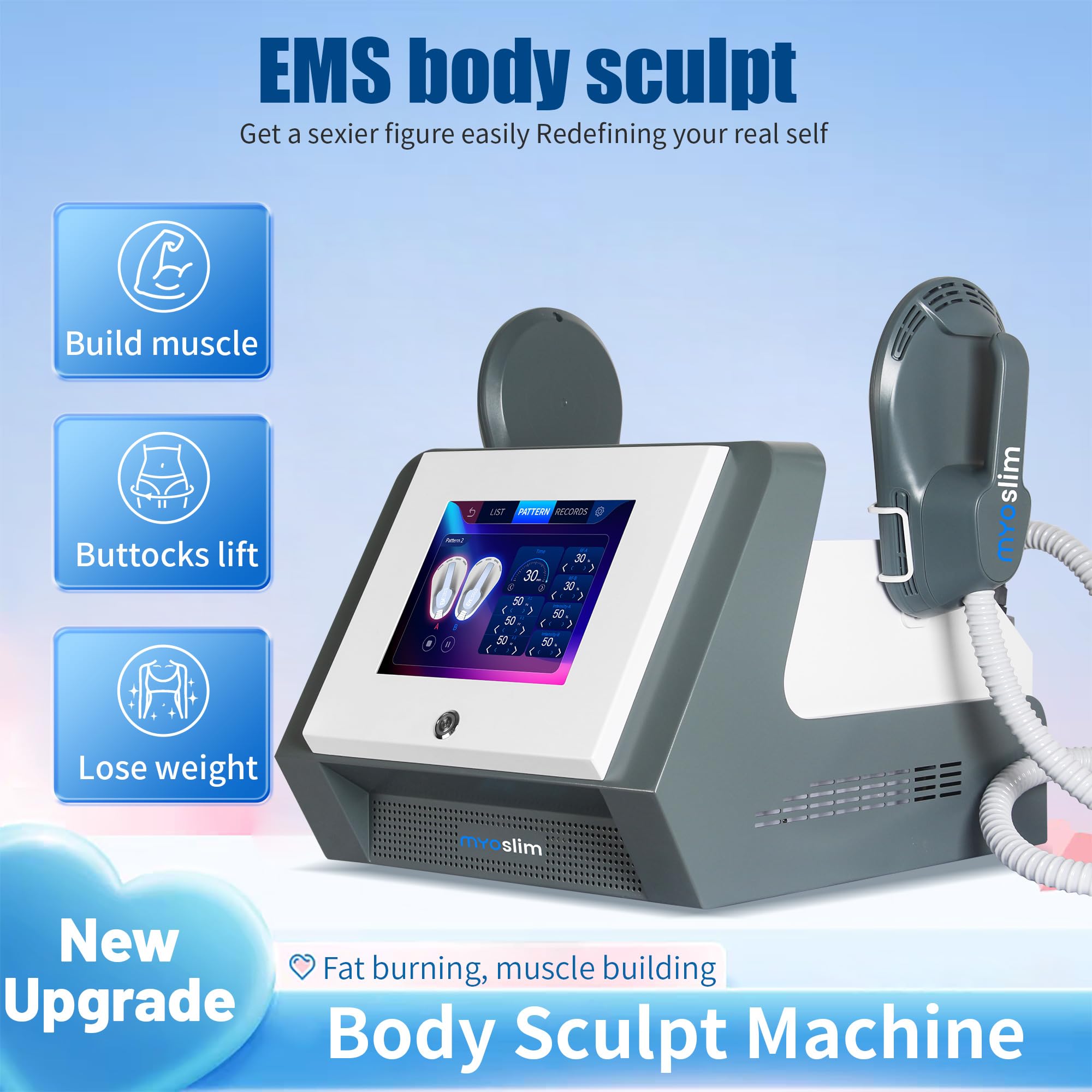 Elettrostimolatore MyoSlim - Macchina per Tonificare Muscoli a Casa - Tecnologia EMS per Addominali, Fianchi e Cosce, for Spa