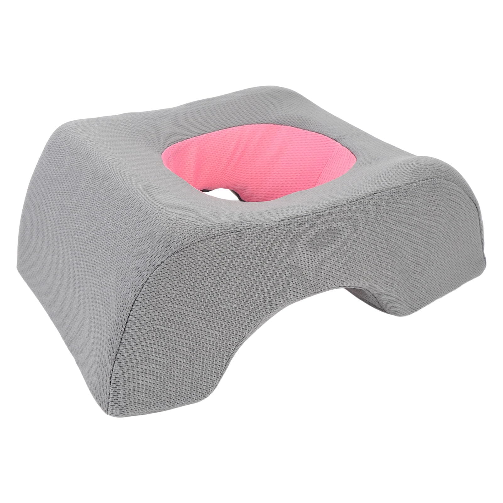 KIMISS Ergonomic Face Down Pillow for Massage & Beauty Beds - Soft Memory Foam Headrest with Hand Rtion Design - ComfortOptimized Hollow Head Cushion (Gray Pink)