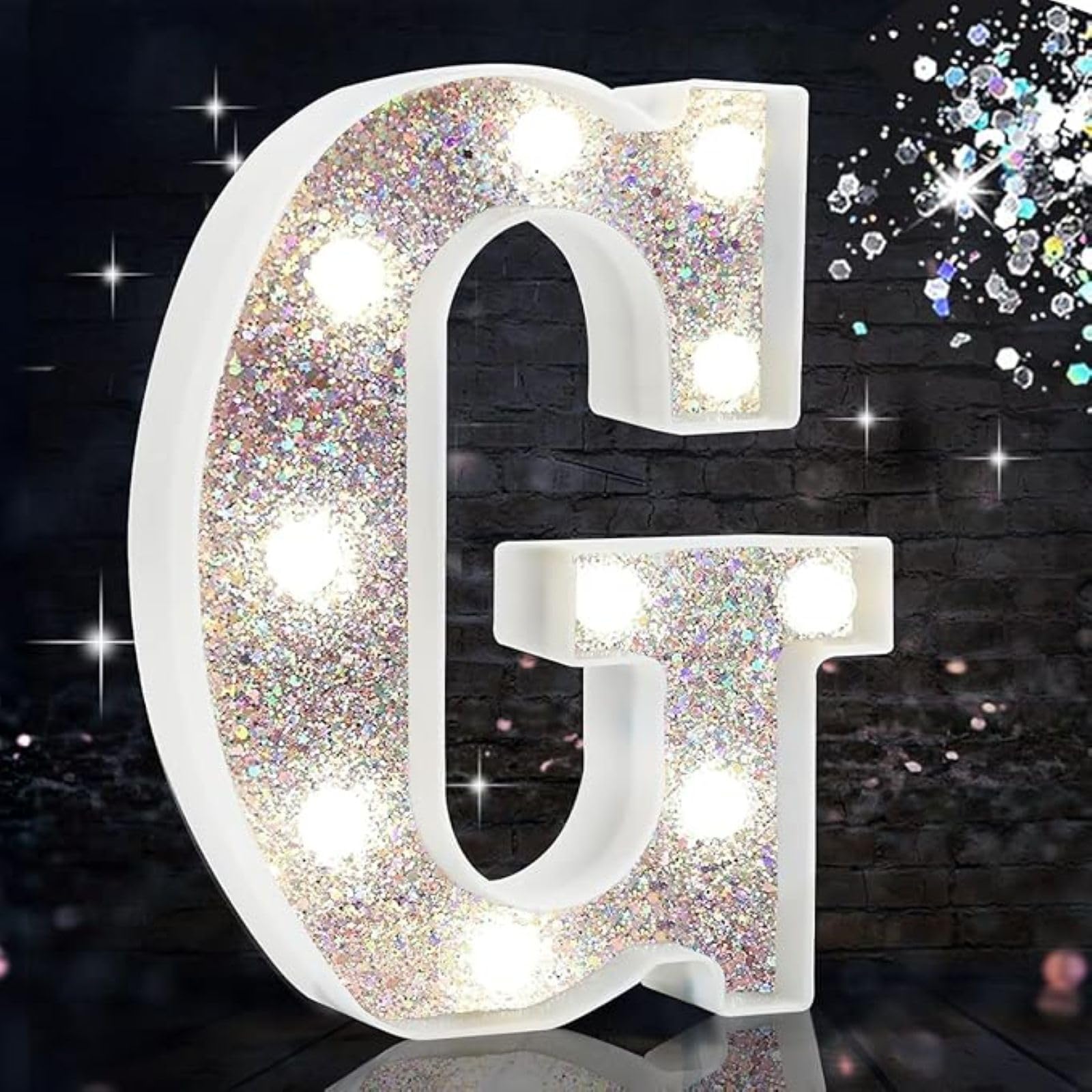 Jemnpela LED Marquee Letter Number Sign Lights Glitter Light Up Alphabet Figure Night Light for Birthday Party Wedding Home Bar Holiday Wall Decoration
