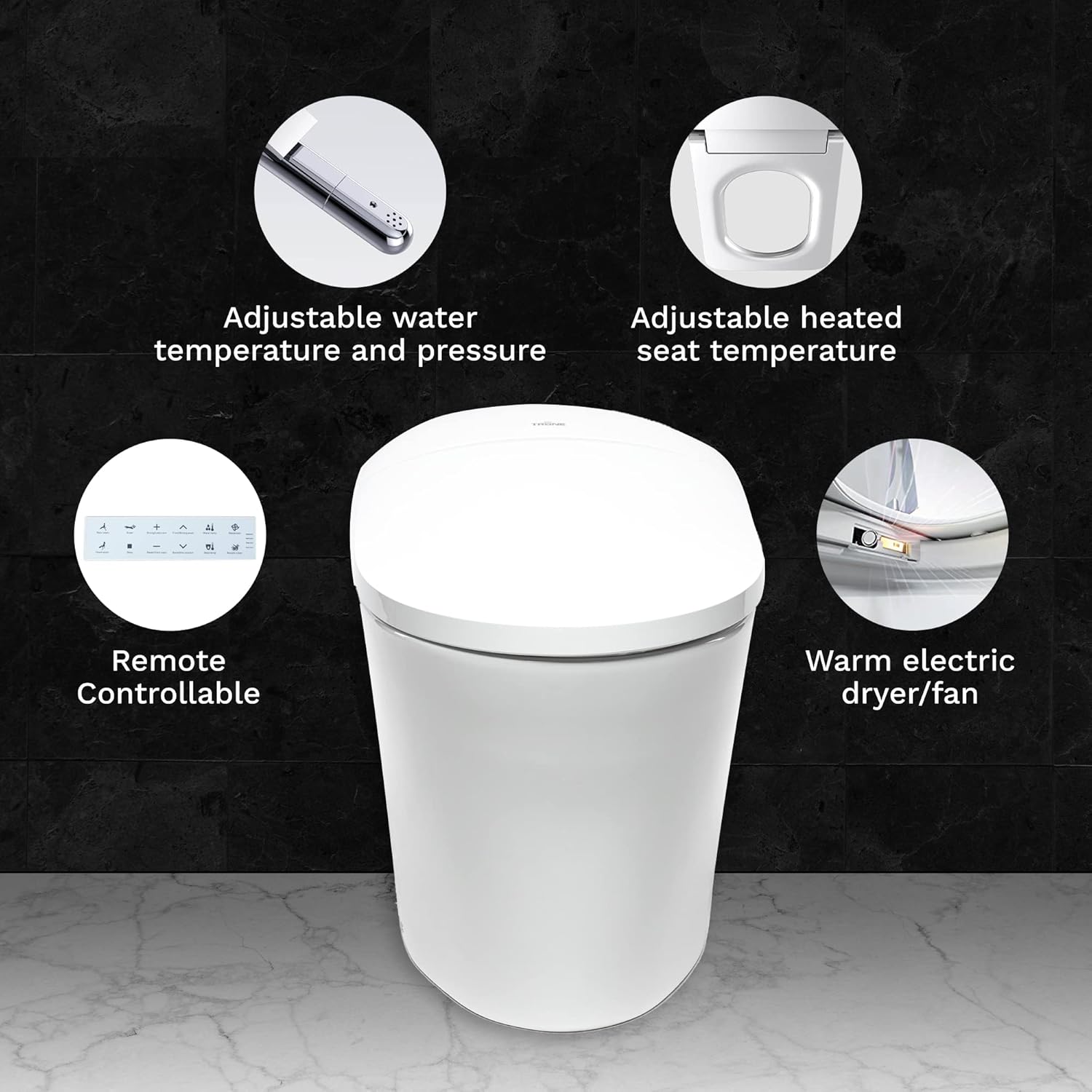 Uр Tо 40% оƒƒ Trone Fountina FETBCERN12.WH Electronic Bidet Toilet, Floor-Mounted Toilet Bowl with Built-In Bidet, Advanced Smart Toilet with Heated Toilet Seat and On-Demand Warm Water, White