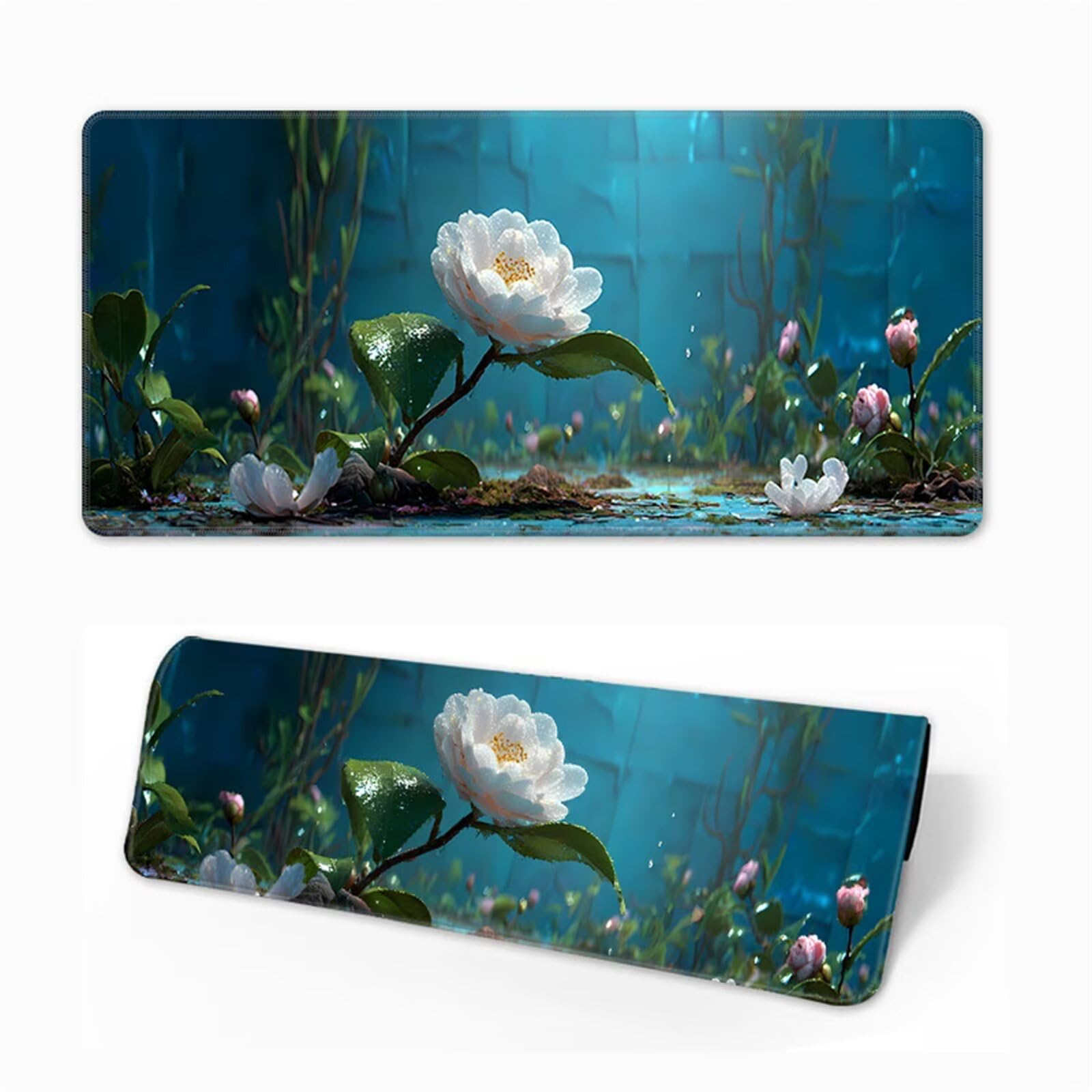 Tappetino Mouse Fiori paesaggistici,700x400x3mm tappetino mouse XXL Gaming,con Base Antiscivolo,lavabile Sottomano Grande Dimensione – Migliora la Precisione e la Velocità